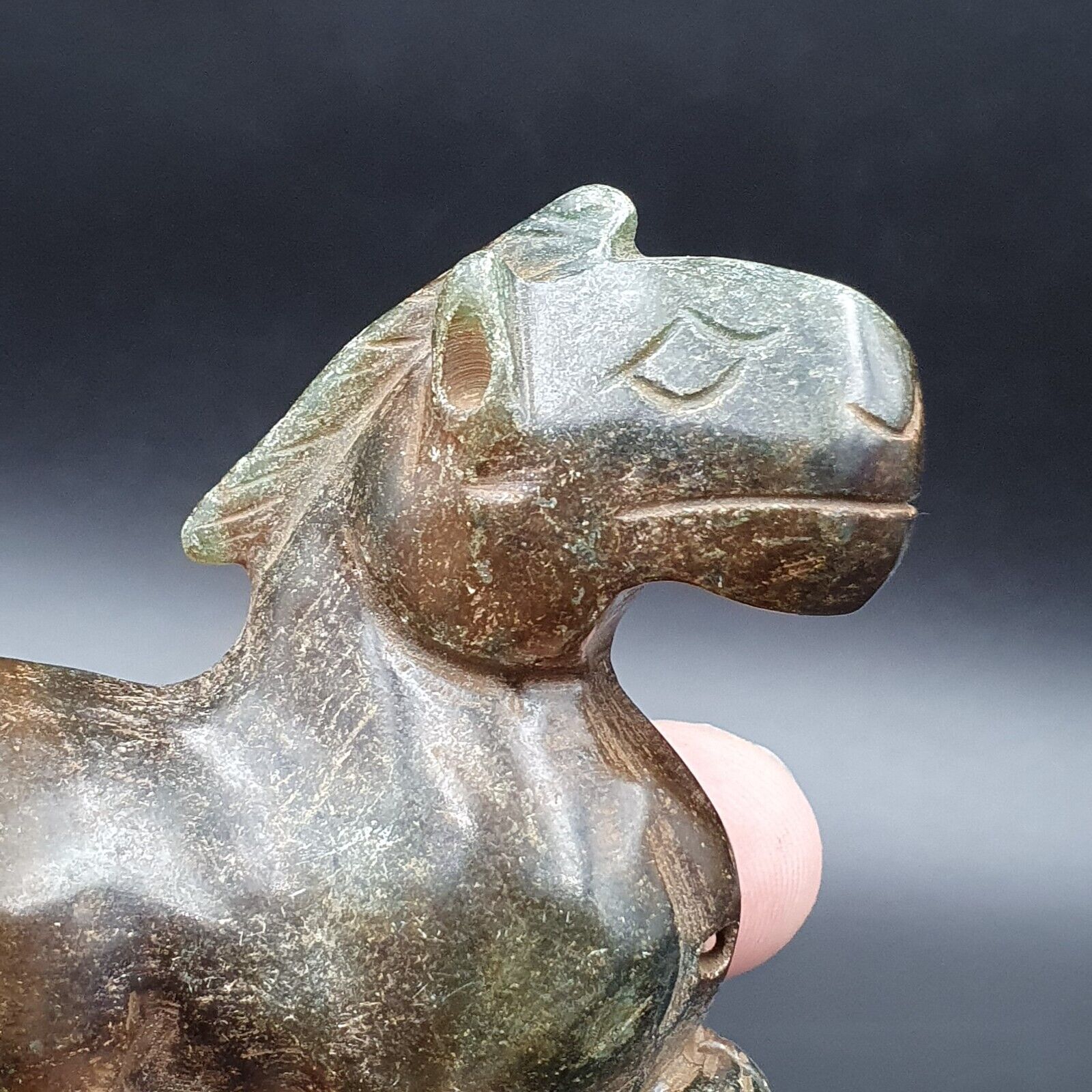 Antique Stone green Jade mystic Animal carving stone Pendent Amulet  JD-17