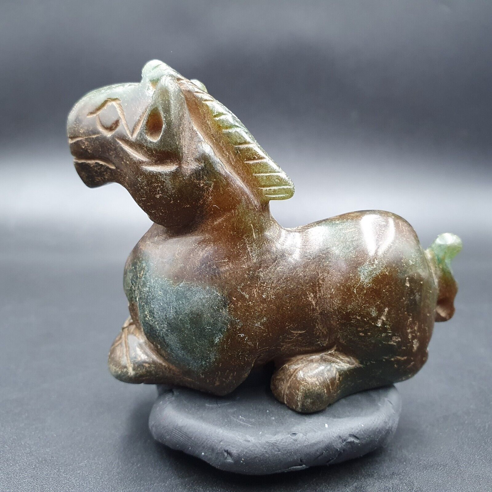 Antique Stone green Jade mystic Animal carving stone Pendent Amulet  JD-17