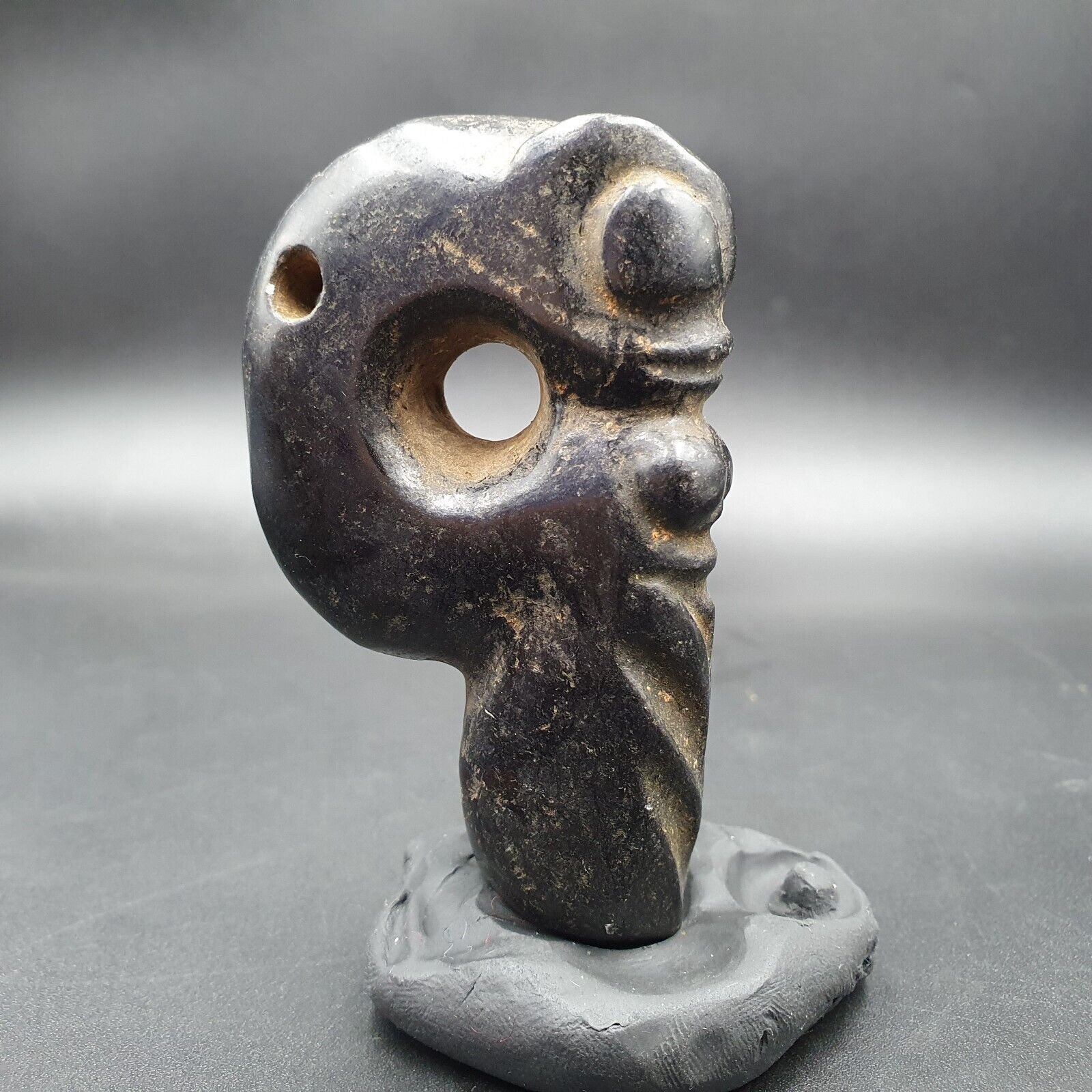 Antique Black Magnetic Stone Mystery creature Pendent Jade Amulet Stone MG-15