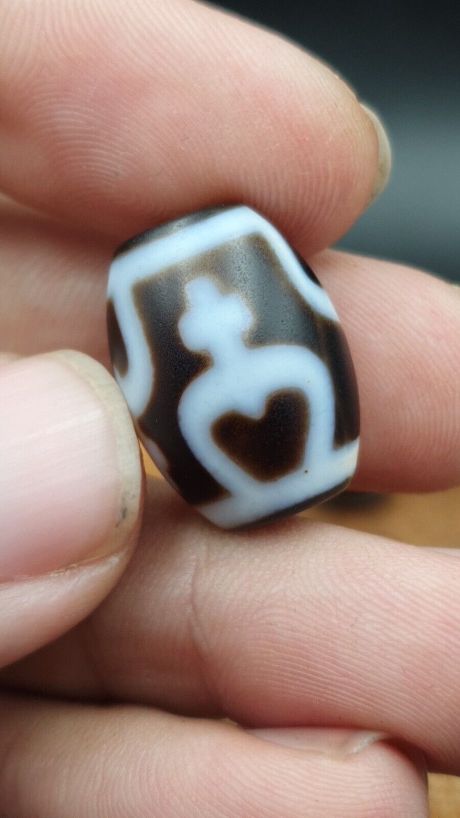 N#501 喜馬拉雅印藏稀有圖案天珠護身符珠批量 4 顆