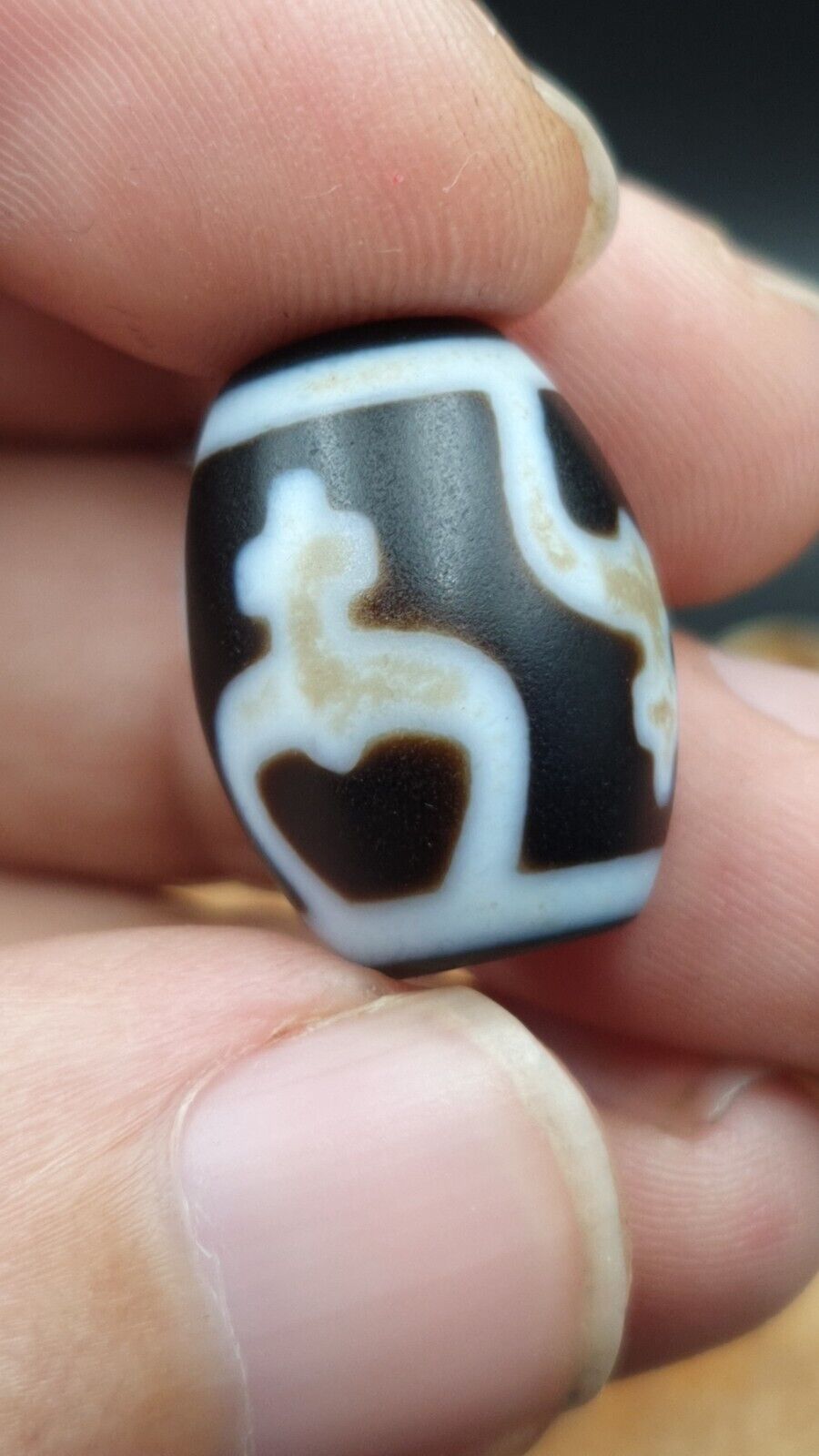 N#501 喜馬拉雅印藏稀有圖案天珠護身符珠批量 4 顆