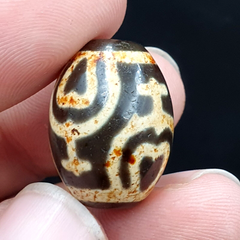 N#102 Himalayan Indo Tibetan rare Patterns Dzi Amulet Bead 20mm