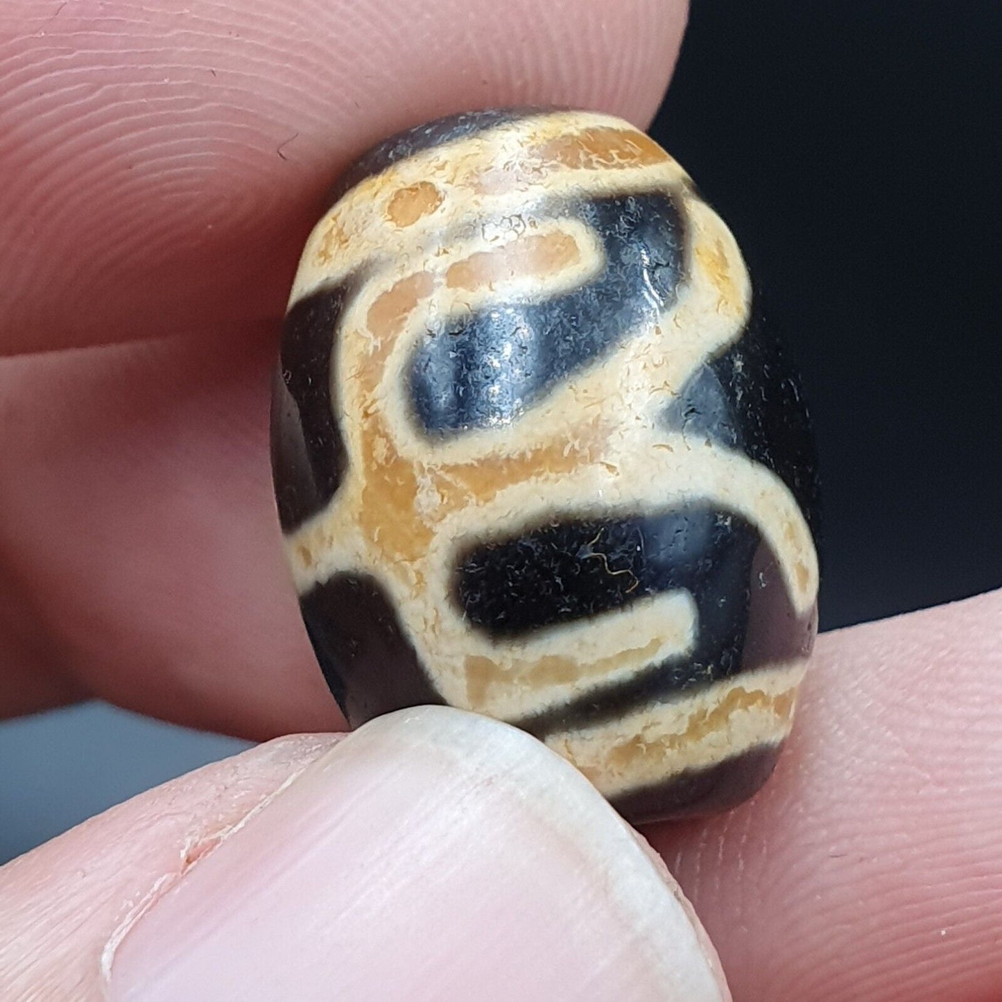N#311 喜馬拉雅印度西藏稀有圖案天珠護身符珠批量 3 顆珠