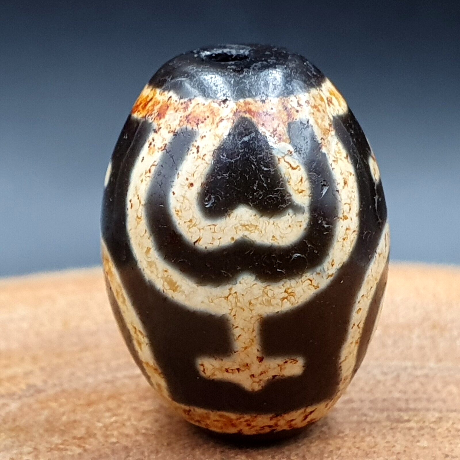 N#102 Himalayan Indo Tibetan rare Patterns Dzi Amulet Bead 20mm