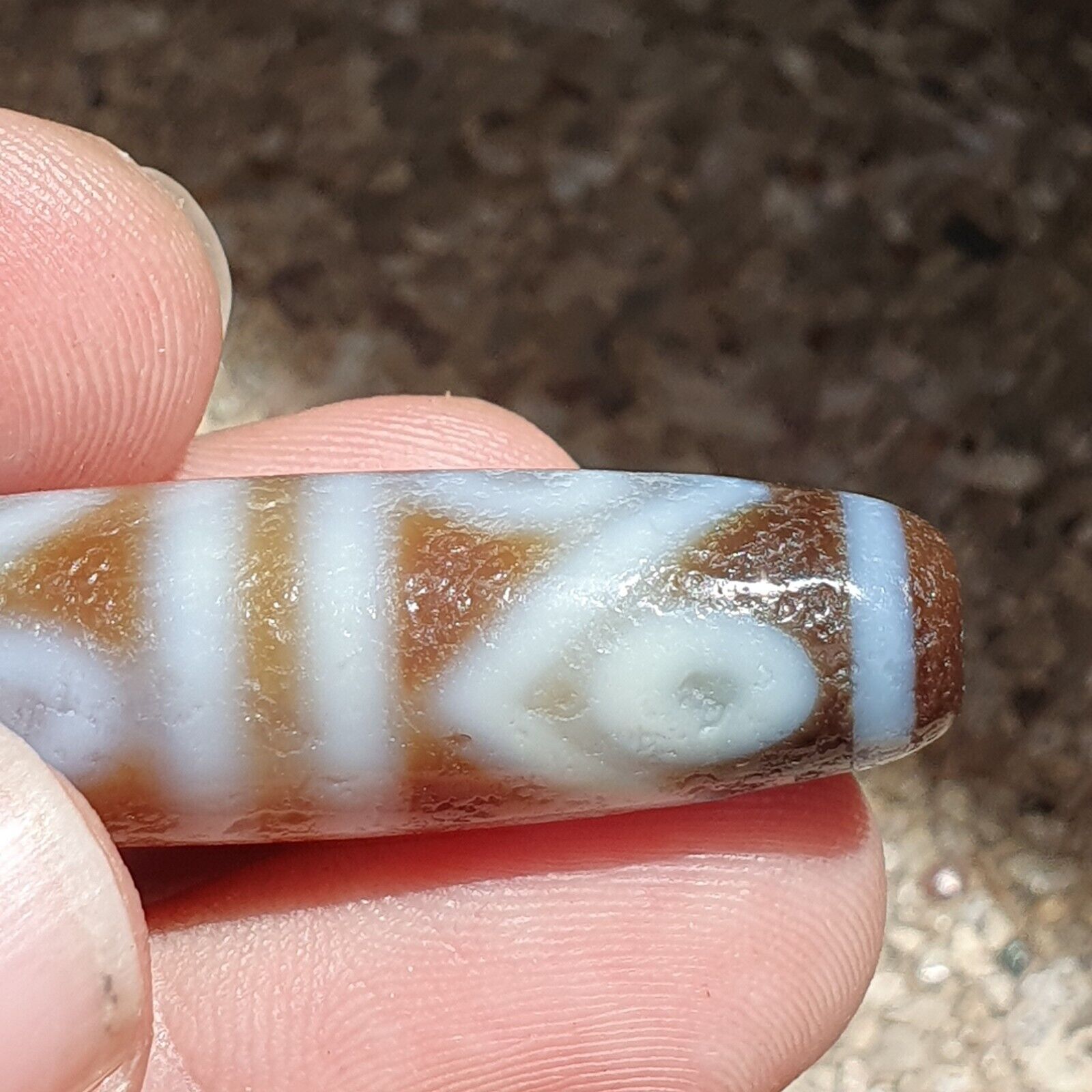 Himalayan Tibetan Agate Dzi 8 Eyes Spiritual Amulet Mala Bead