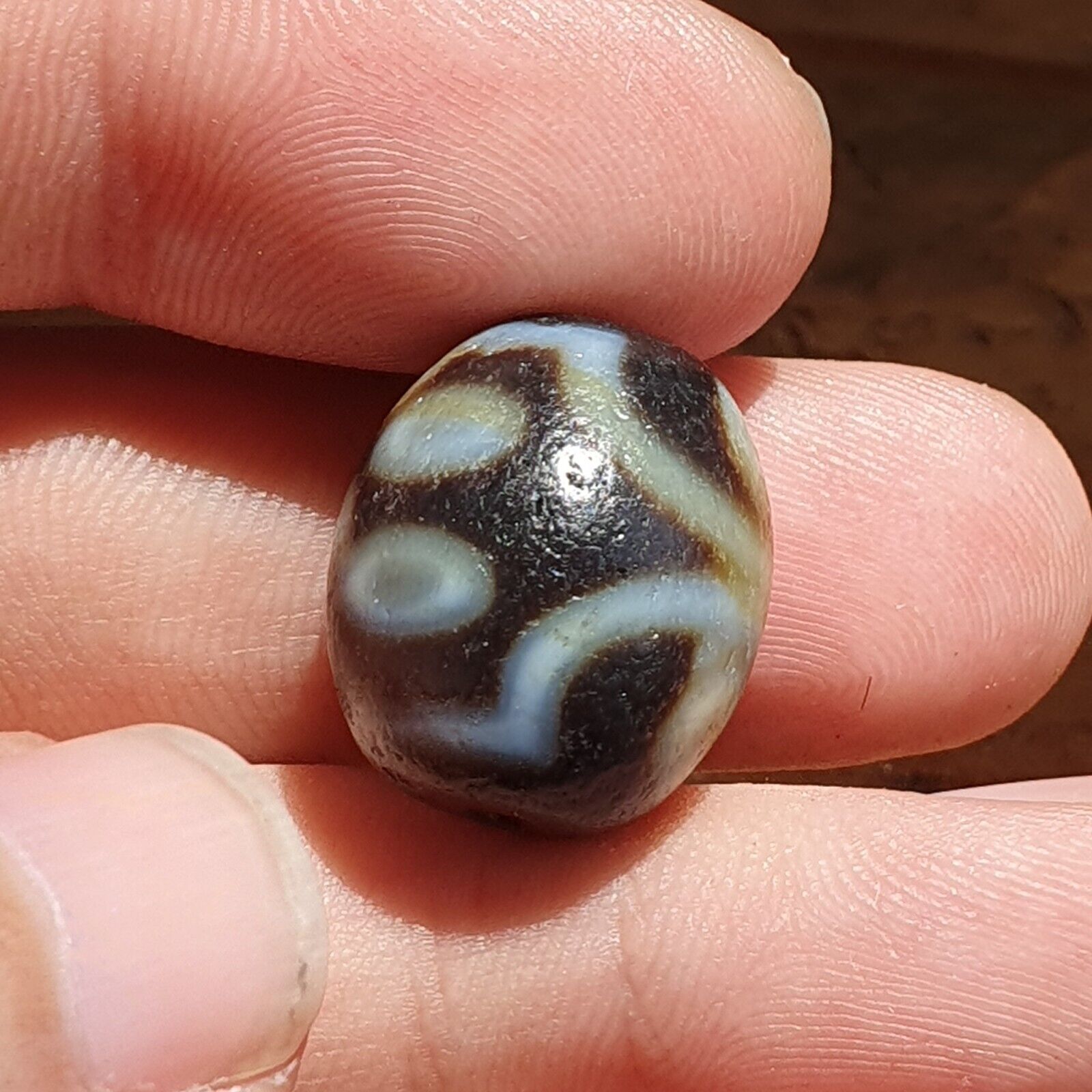 Dragon Eye Old Antique Himalayan Indo Tibetan Dragon 7 Eyes Dzi Amulet Bead