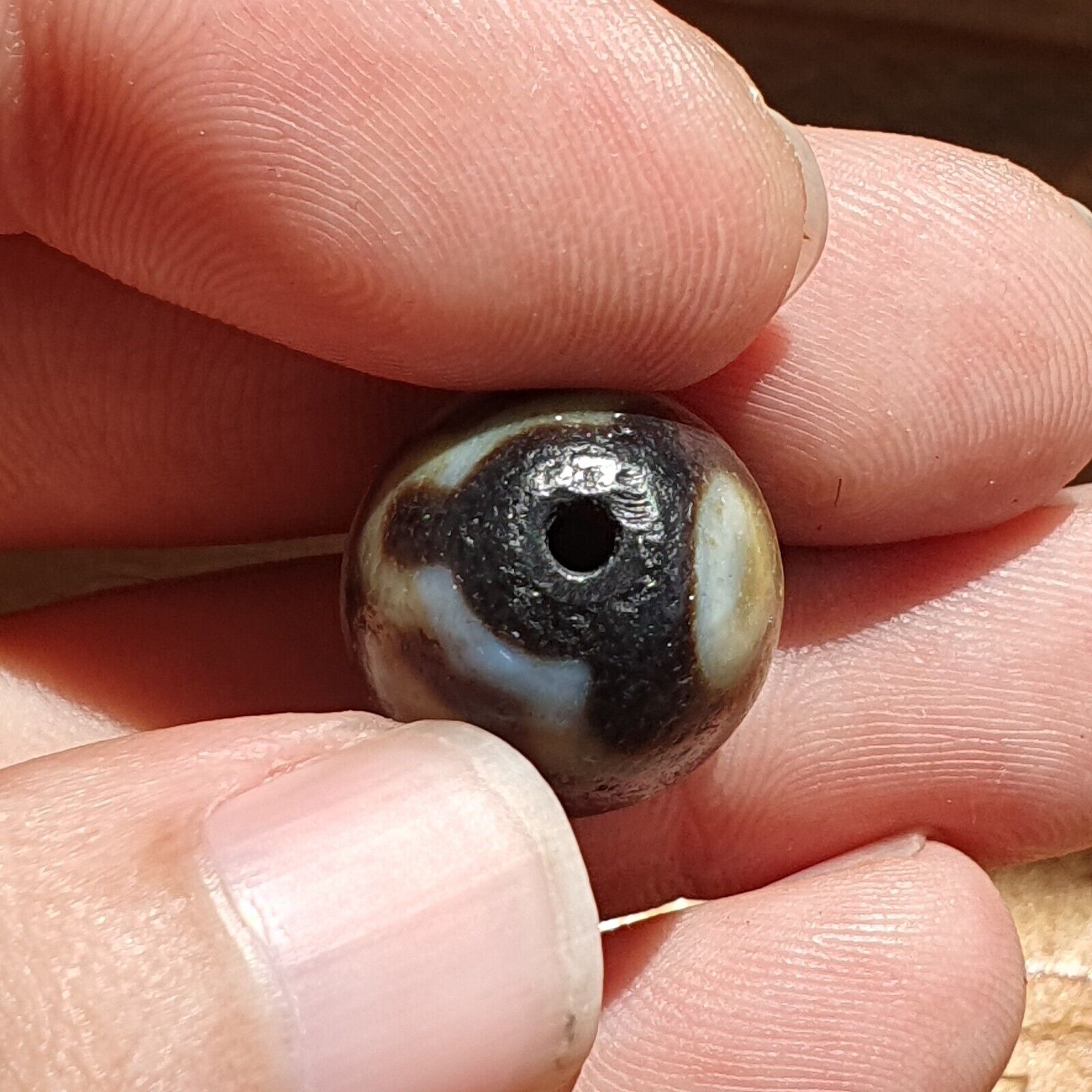 Dragon Eye Old Antique Himalayan Indo Tibetan Dragon 7 Eyes Dzi Amulet Bead