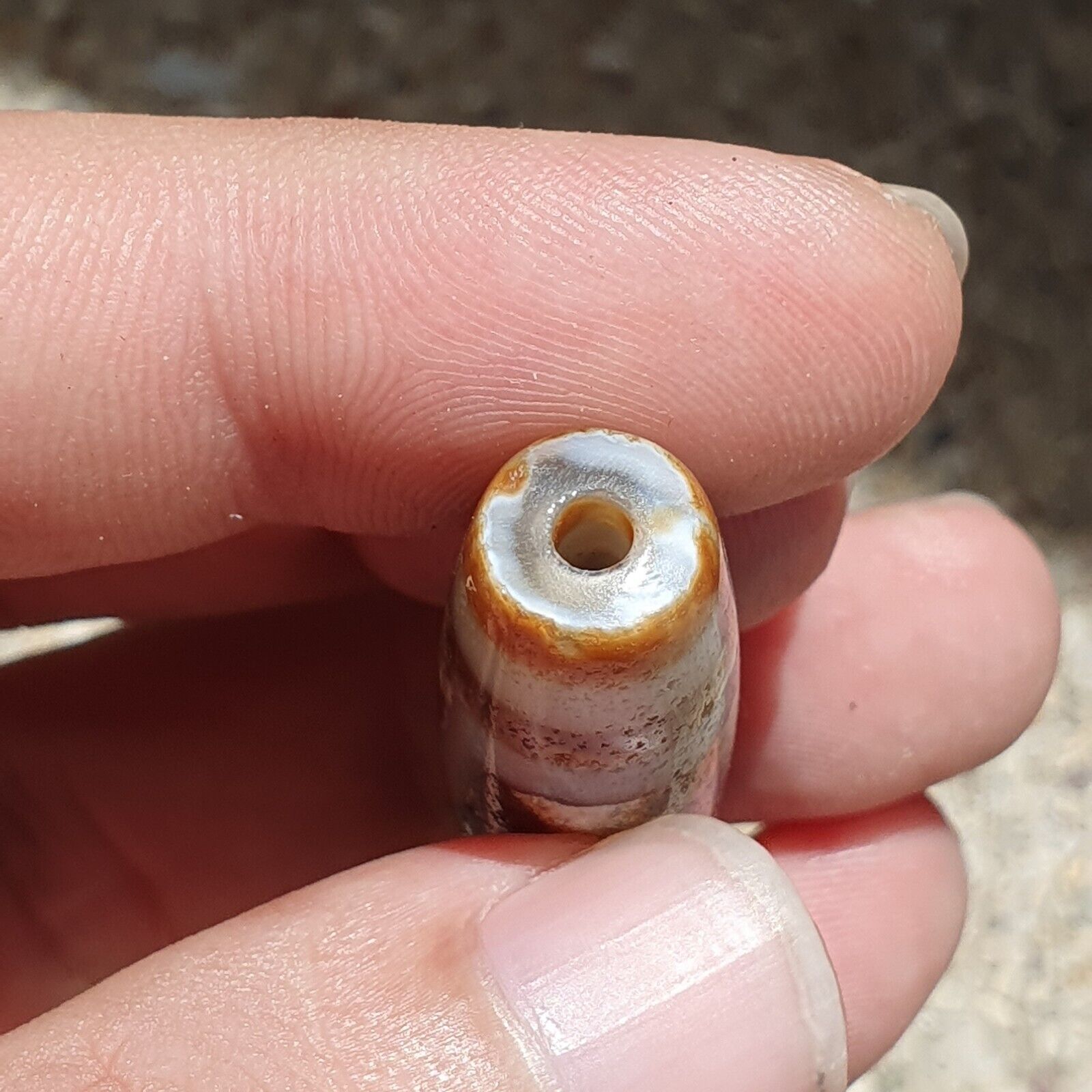 BD 29 HIMALAYAN Indo Tibetan Central Asian Rusted 2 eye Agate bead