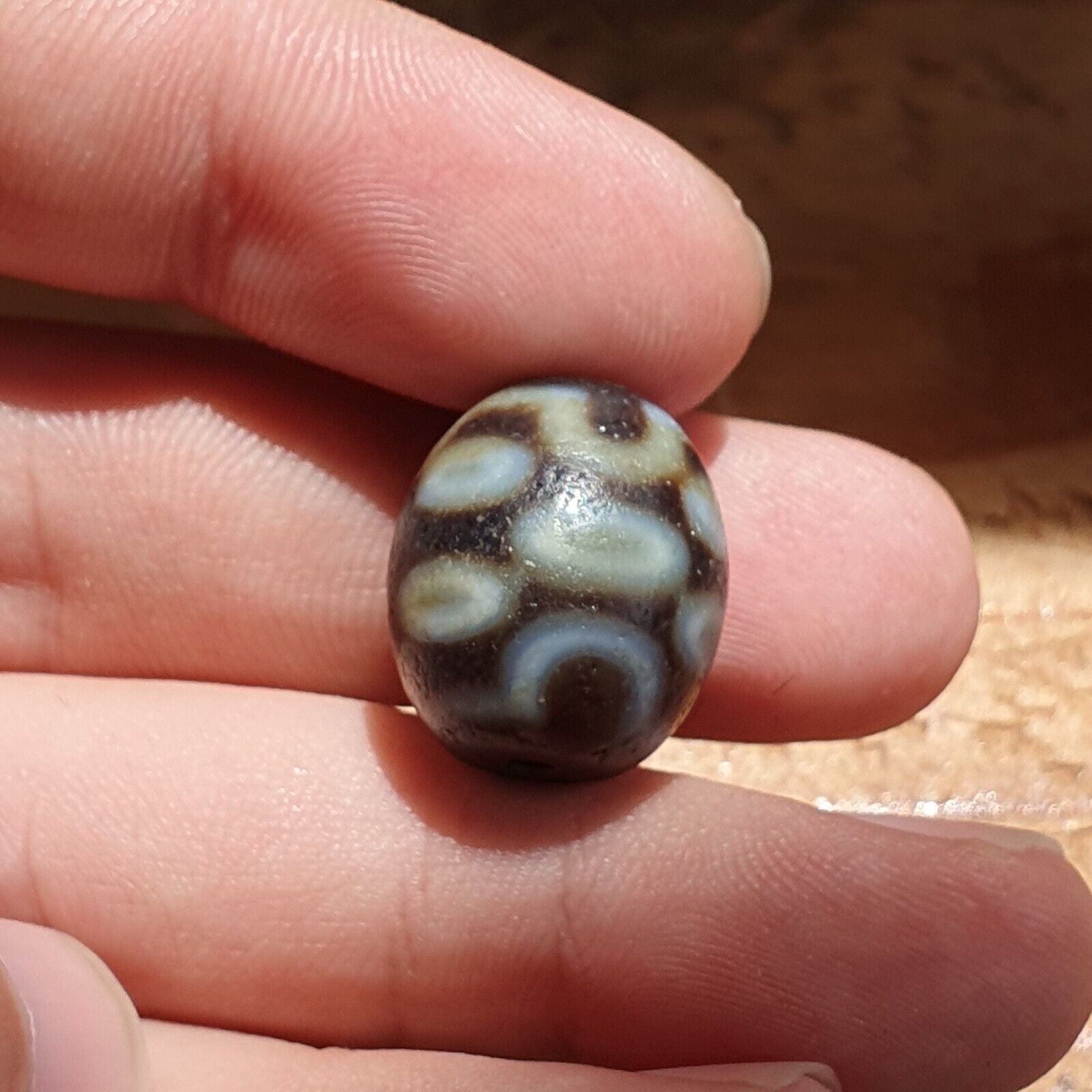 Dragon Eye Old Antique Himalayan Indo Tibetan Dragon 7 Eyes Dzi Amulet Bead