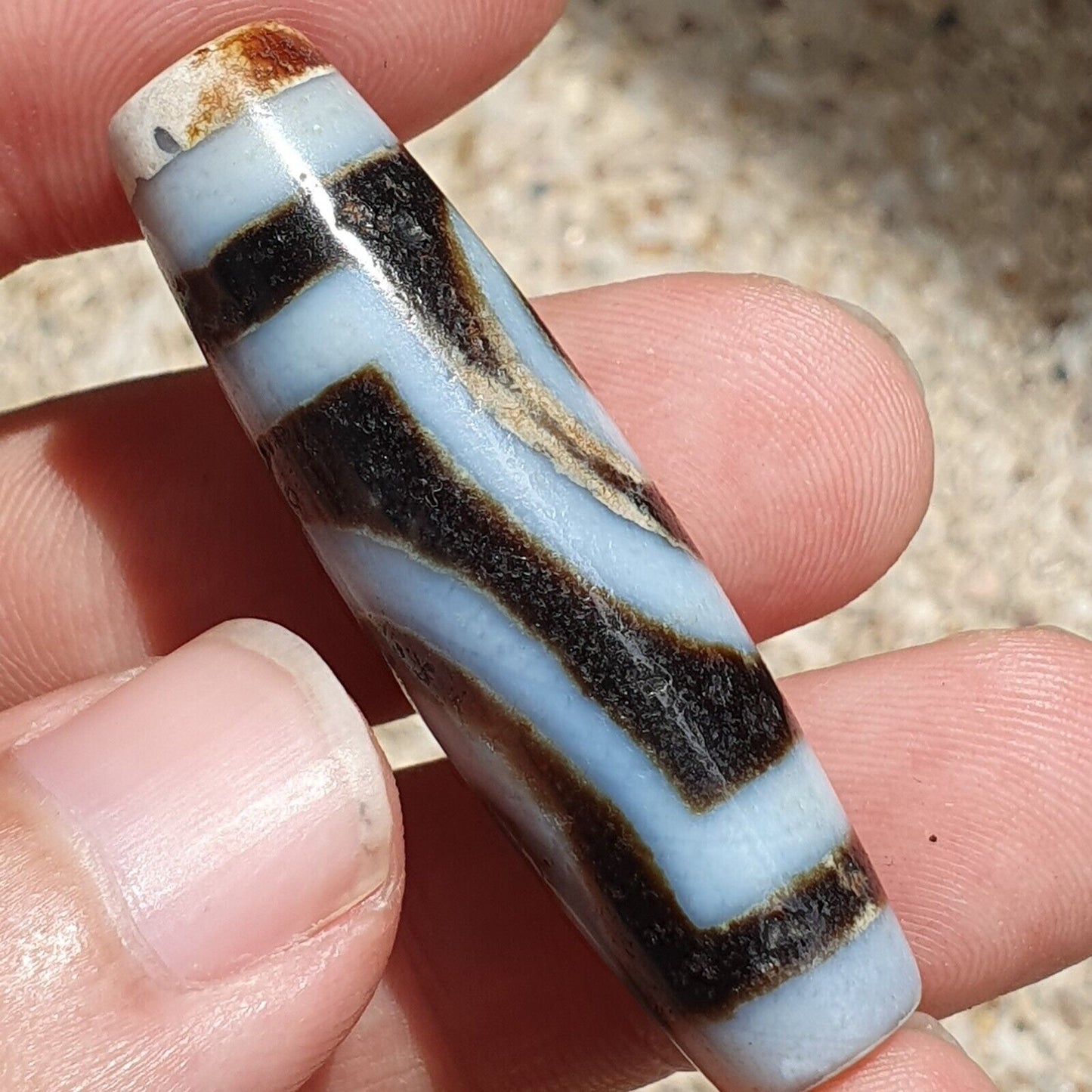 BD 9 喜馬拉雅印度藏中亞生鏽 2 眼瑪瑙珠