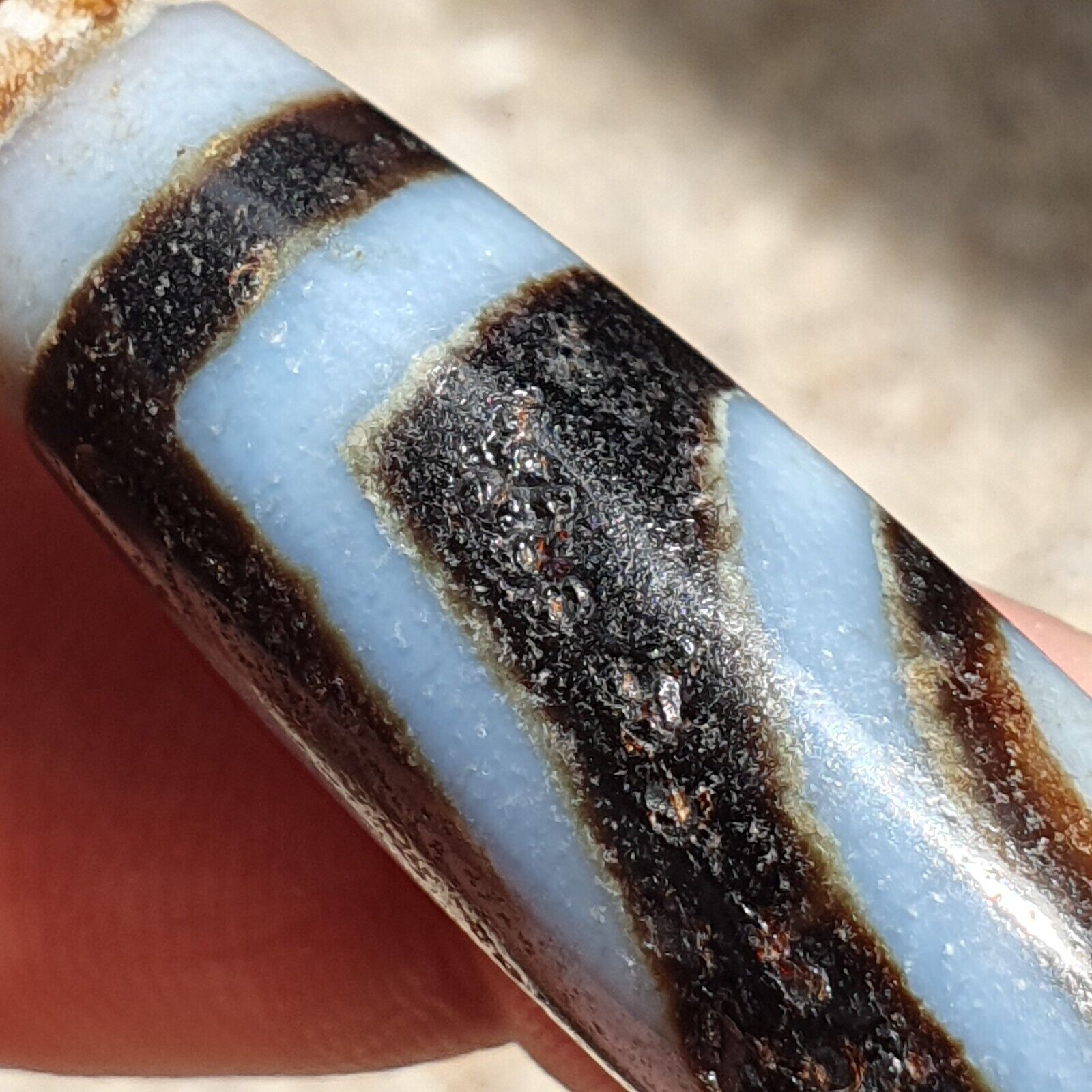 BD 9 HIMALAYAN Indo Tibetan Central Asian Rusted 2 eye Agate bead