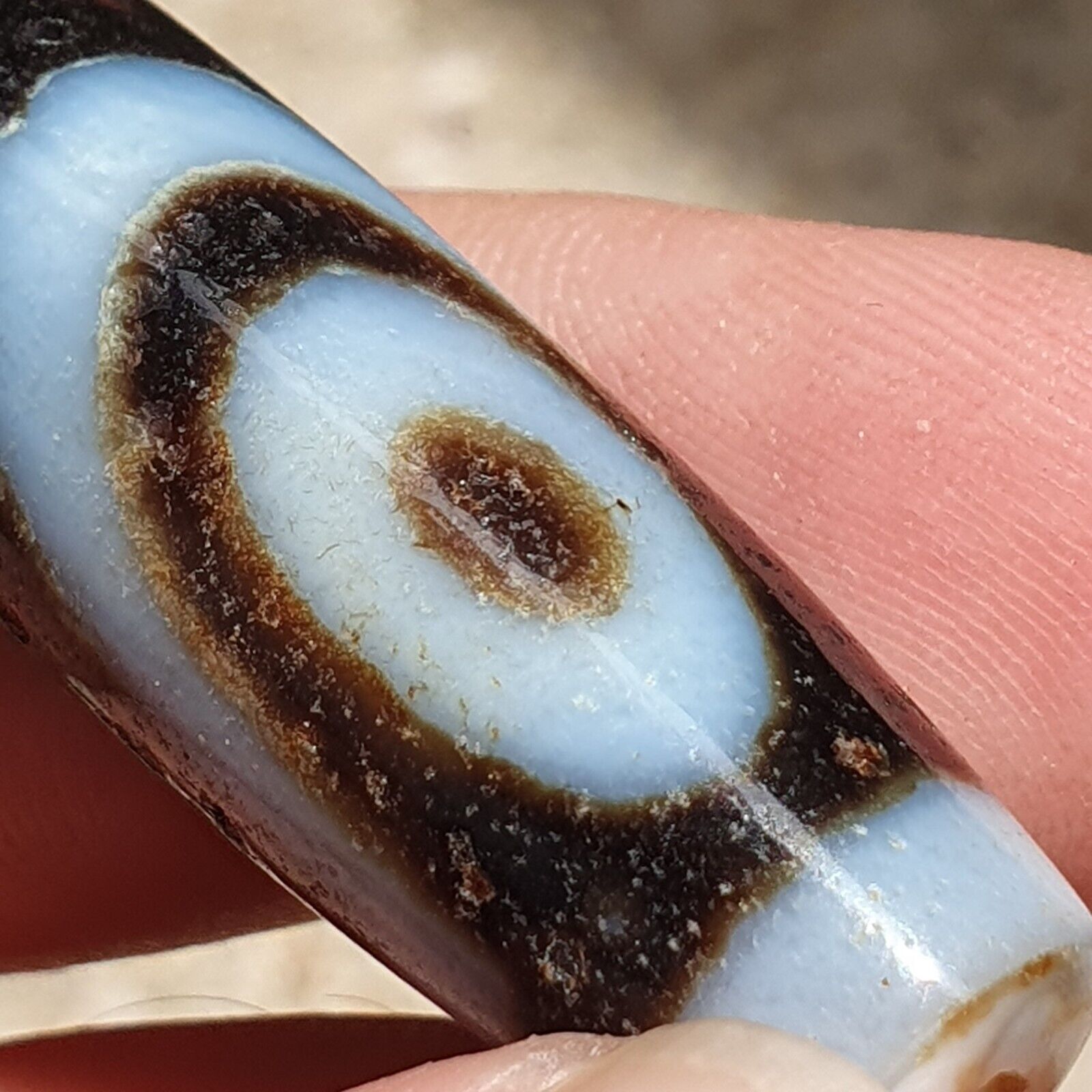 BD 9 HIMALAYAN Indo Tibetan Central Asian Rusted 2 eye Agate bead