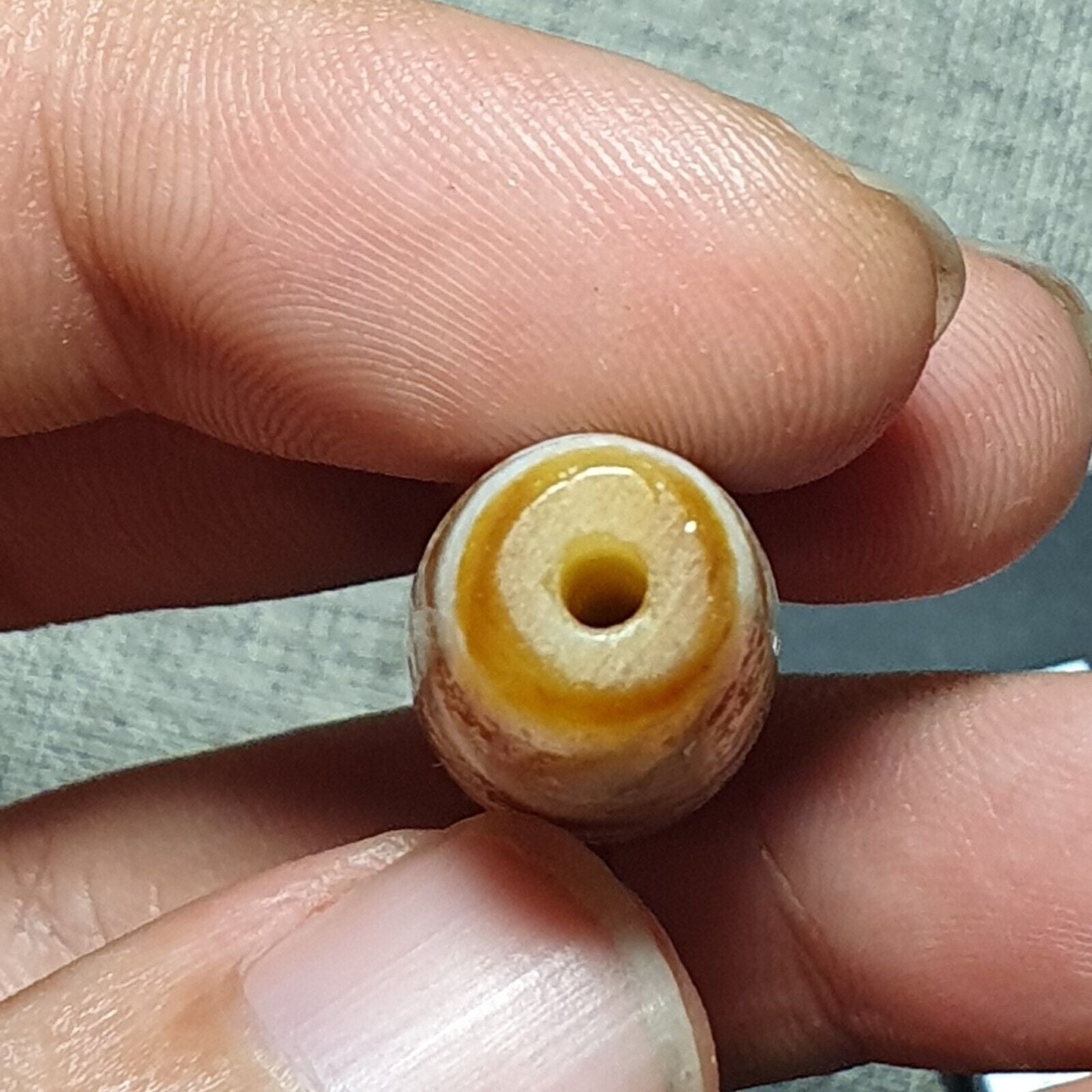 Himalayan Tibetan Agate Dzi ZIG ZAG pattern 8 Eyes Spiritual Amulet Mala Bead