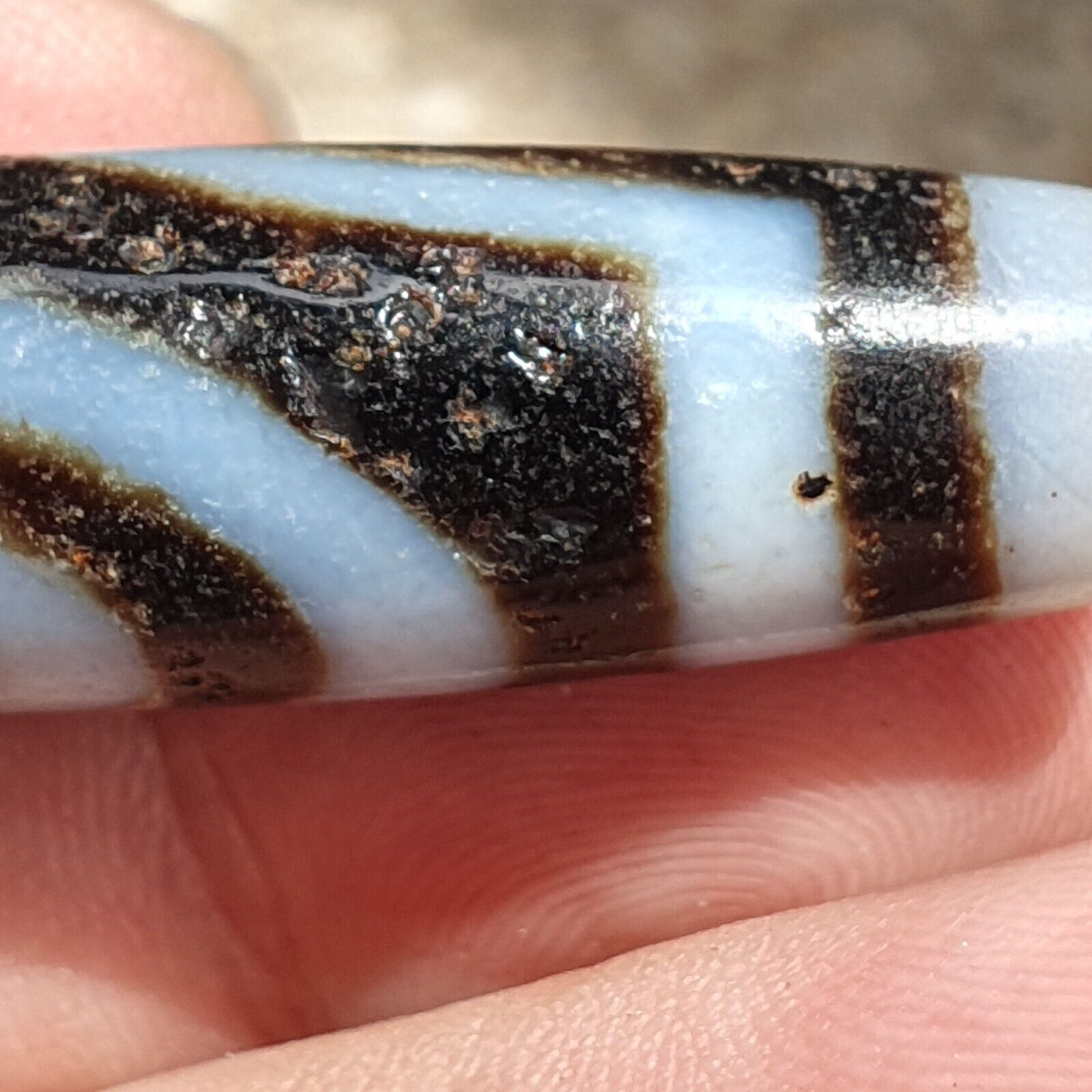 BD 9 HIMALAYAN Indo Tibetan Central Asian Rusted 2 eye Agate bead