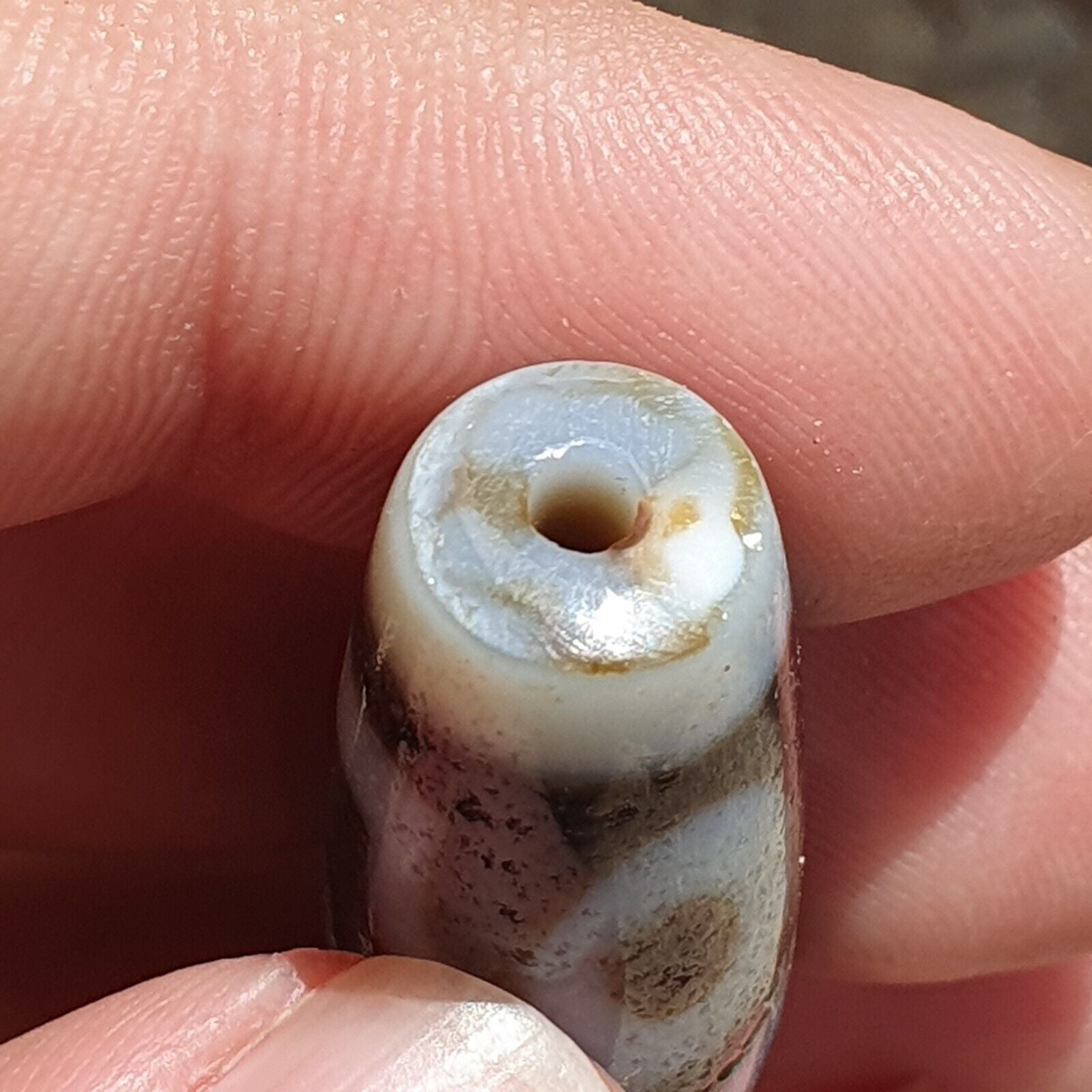 BD 9 HIMALAYAN Indo Tibetan Central Asian Rusted 2 eye Agate bead