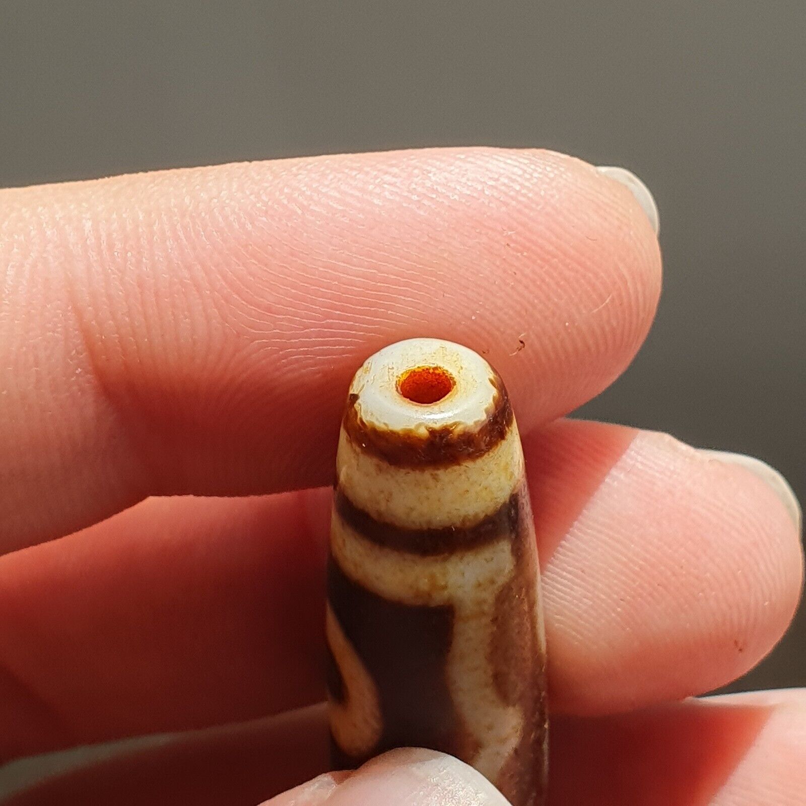 Nepalese Himalayan Tibetan Dzi Tripple Tasso 5 eyes Spiritual Amulet Mala Bead
