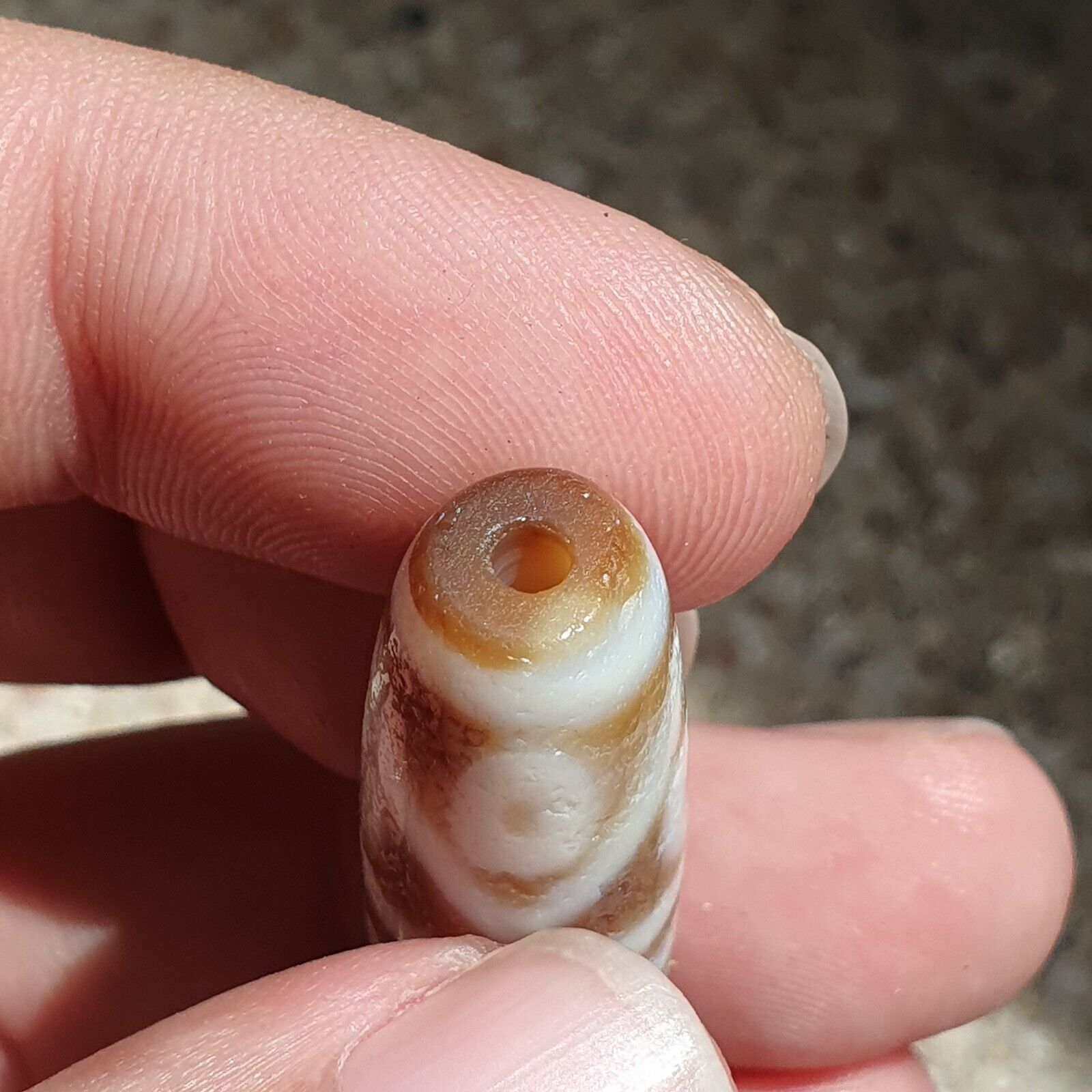 Himalayan Tibetan Agate Dzi ZIG ZAG pattern 8 Eyes Spiritual Amulet Mala Bead