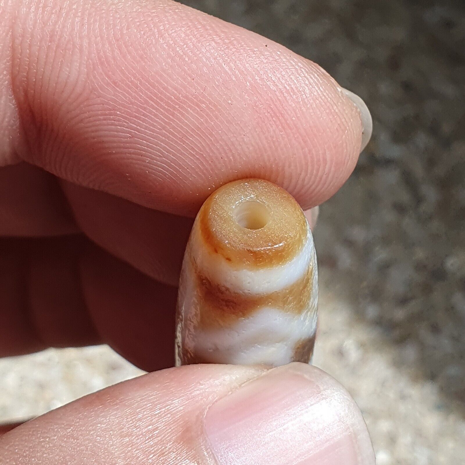 Himalayan Tibetan Agate Dzi ZIG ZAG pattern 8 Eyes Spiritual Amulet Mala Bead