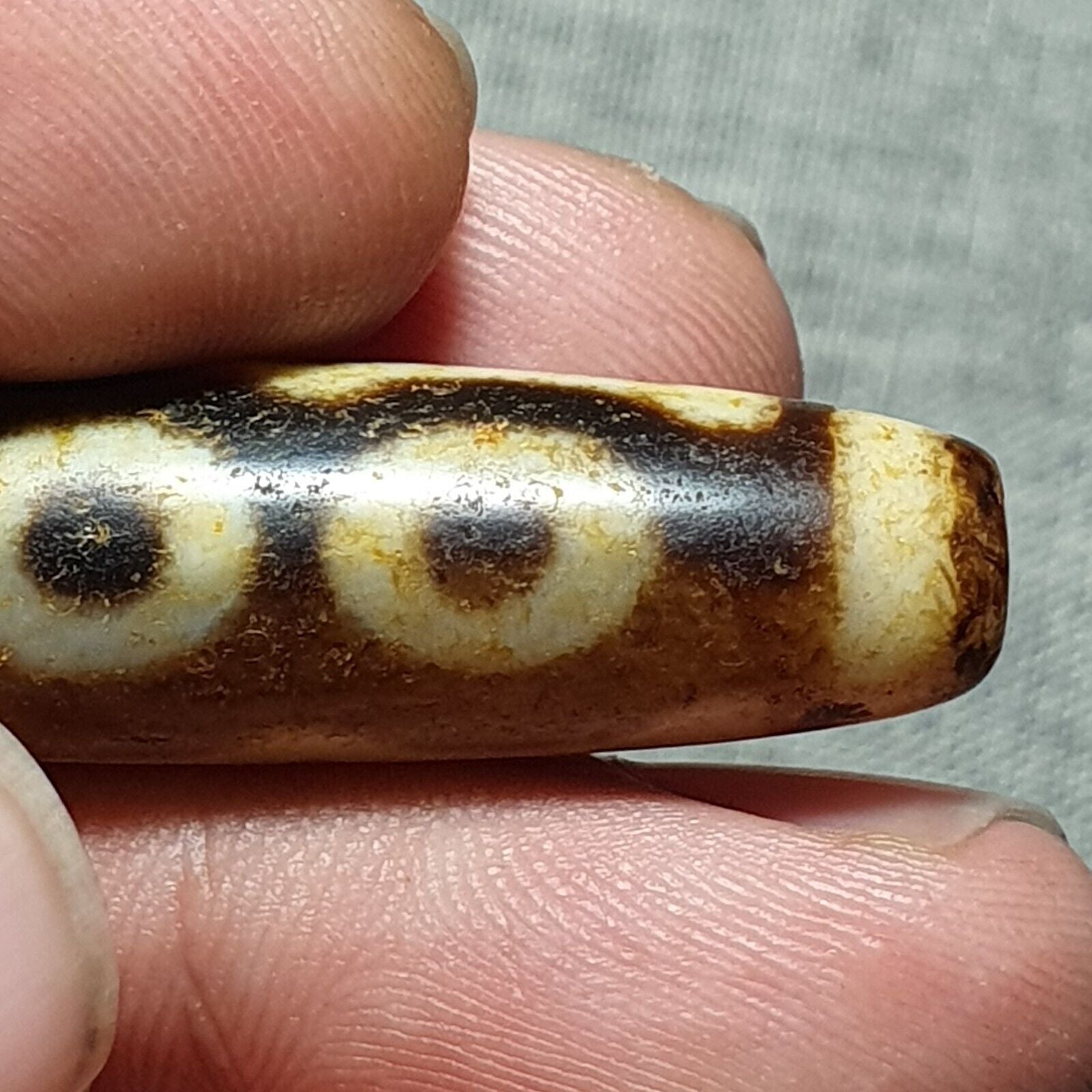 Nepalese Himalayan Tibetan Dzi Tripple Tasso 5 eyes Spiritual Amulet Mala Bead