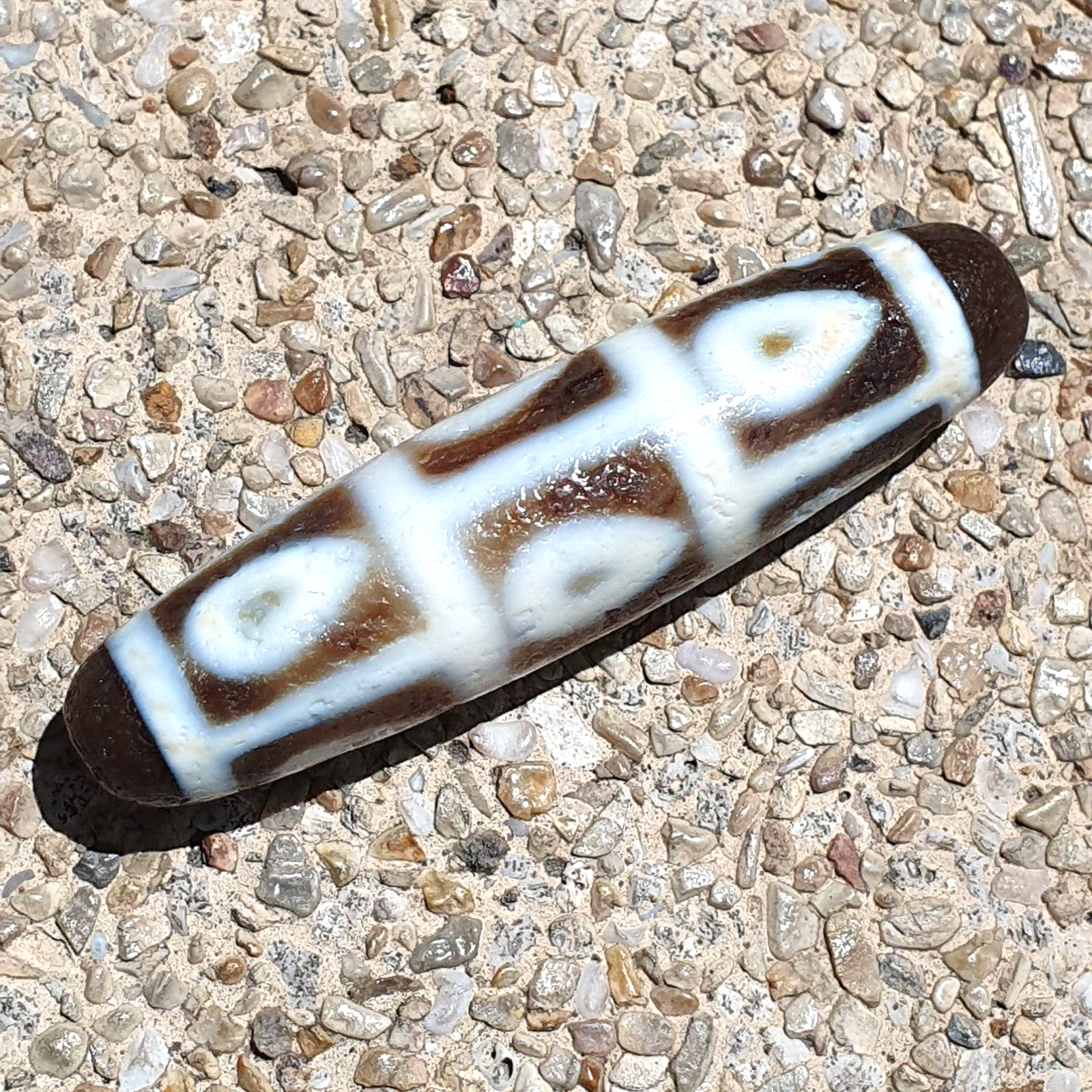 Himalayan Tibetan Agate Dzi Falling 9 Eye pattern Spiritual Amulet Mala Bead