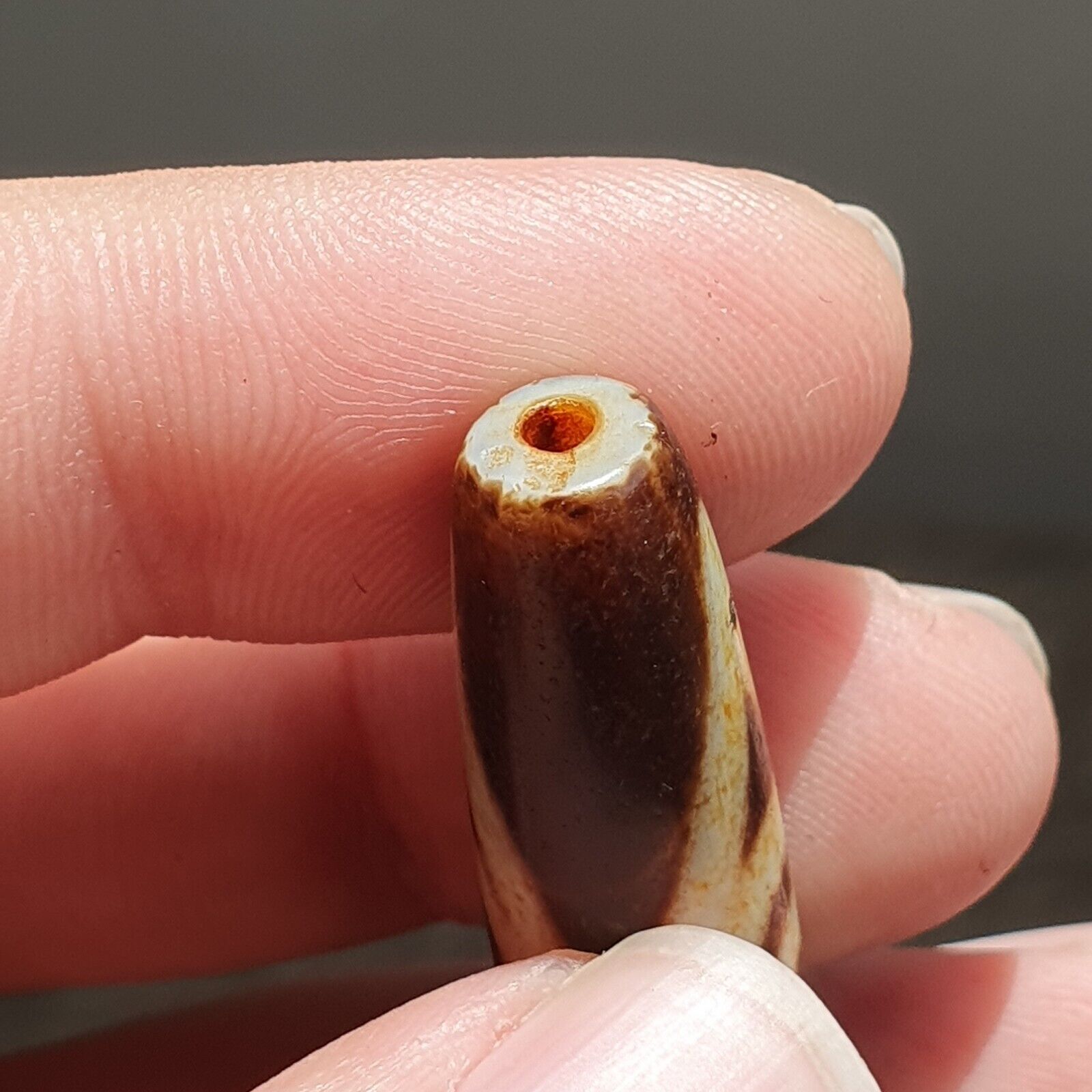 Very rare Nepalese Himalayan Tibetan Dzi Double Eyes Spiritual Amulet Mala Bead