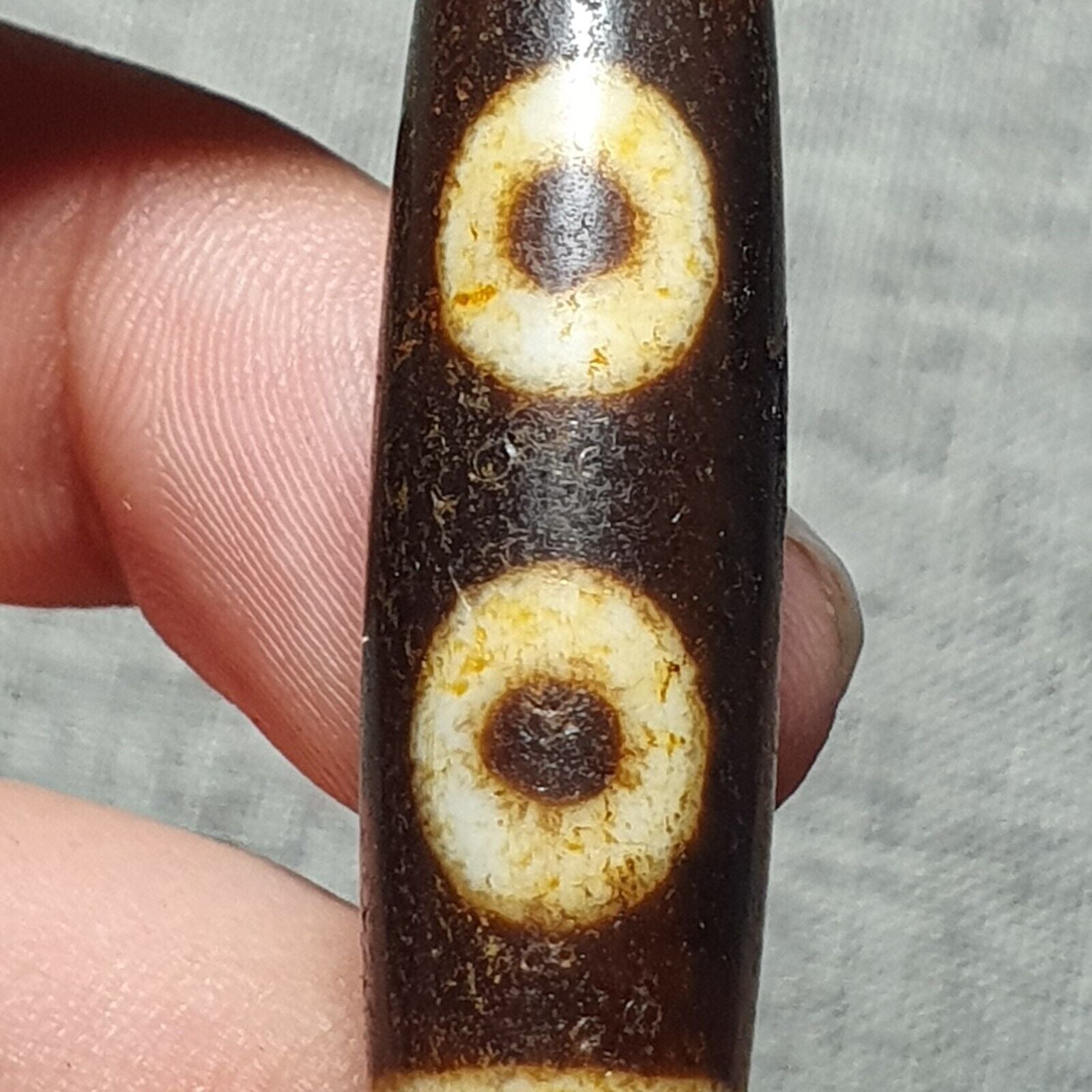 Nepalese Himalayan Tibetan Dzi Tripple Tasso 5 eyes Spiritual Amulet Mala Bead