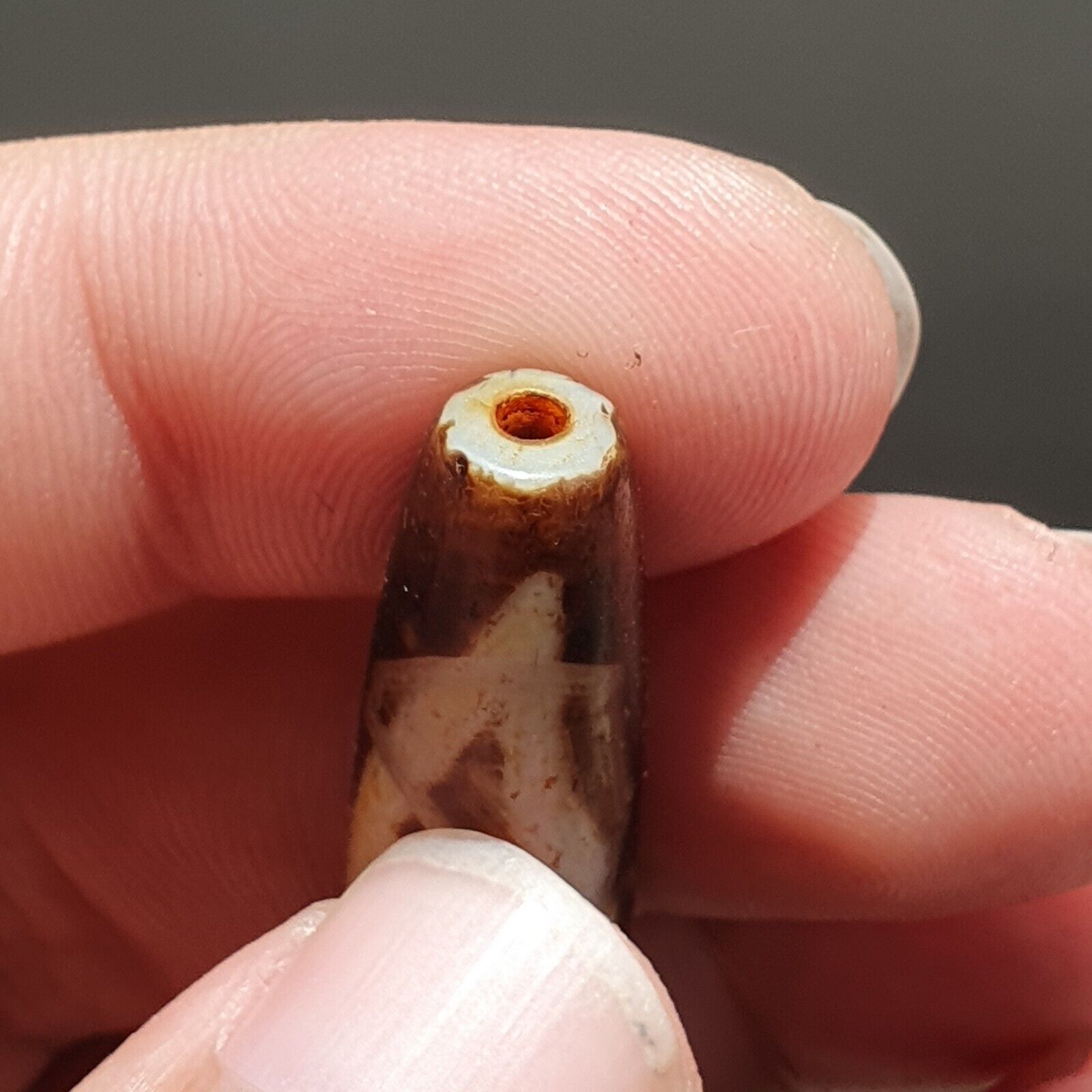 Very rare Nepalese Himalayan Tibetan Dzi Double Eyes Spiritual Amulet Mala Bead