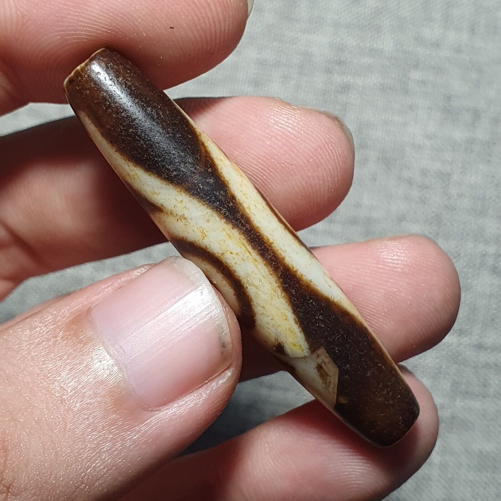 Very rare Nepalese Himalayan Tibetan Dzi Double Eyes Spiritual Amulet Mala Bead