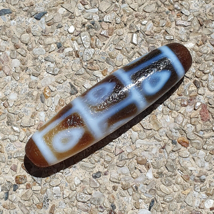 Himalayan Tibetan Agate Dzi Falling 9 Eye Pattern Spiritual Amulet Mala Bead