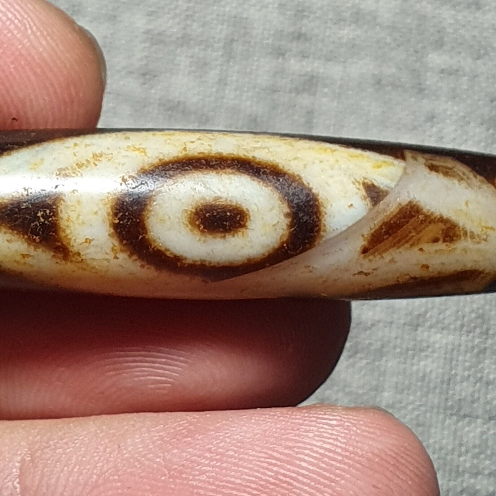 Very rare Nepalese Himalayan Tibetan Dzi Double Eyes Spiritual Amulet Mala Bead