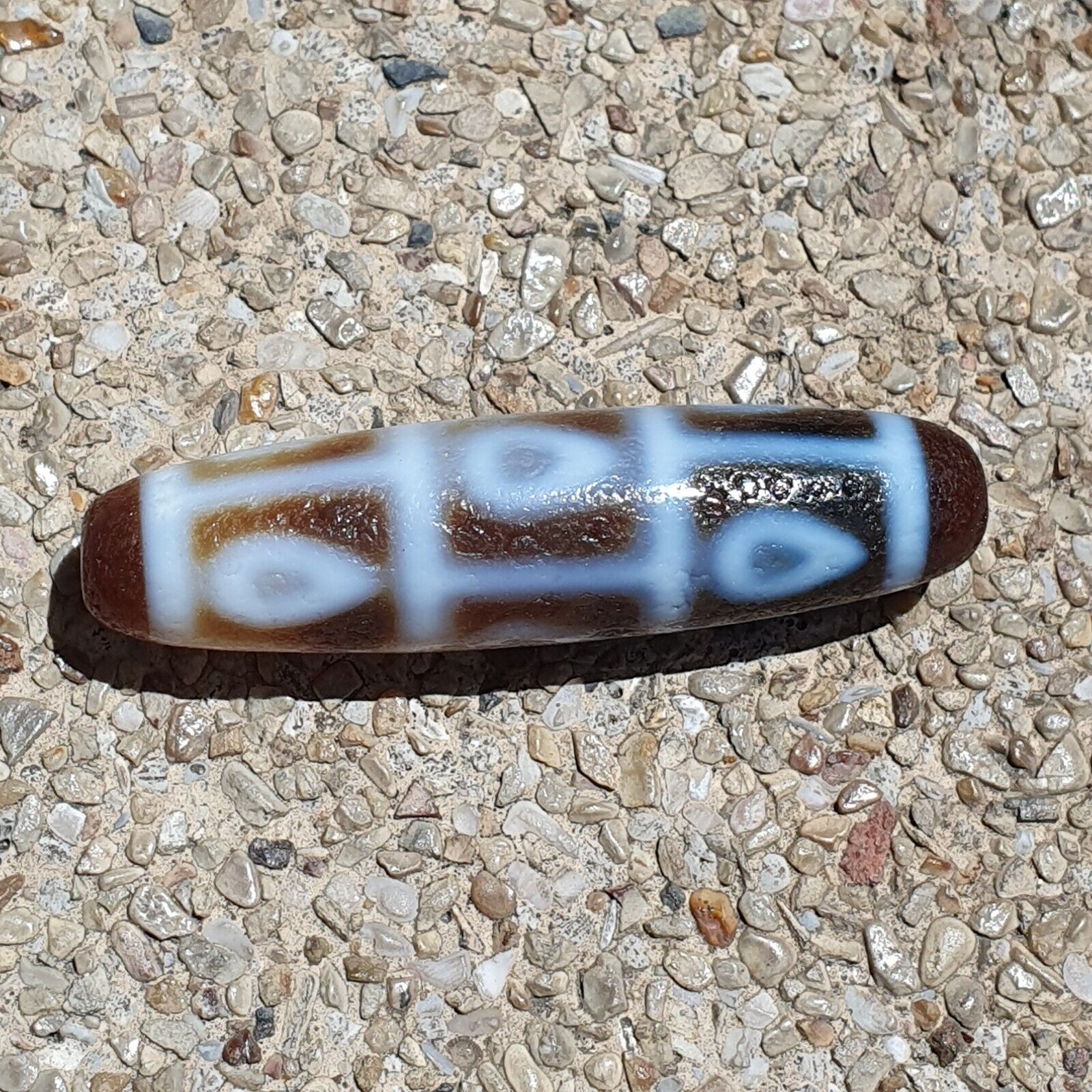 Himalayan Tibetan Agate Dzi Falling 9 Eye pattern Spiritual Amulet Mala Bead