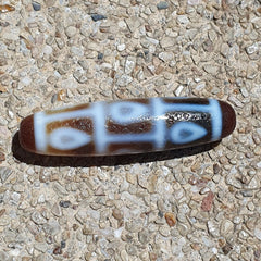 Himalayan Tibetan Agate Dzi Falling 9 Eye pattern Spiritual Amulet Mala Bead