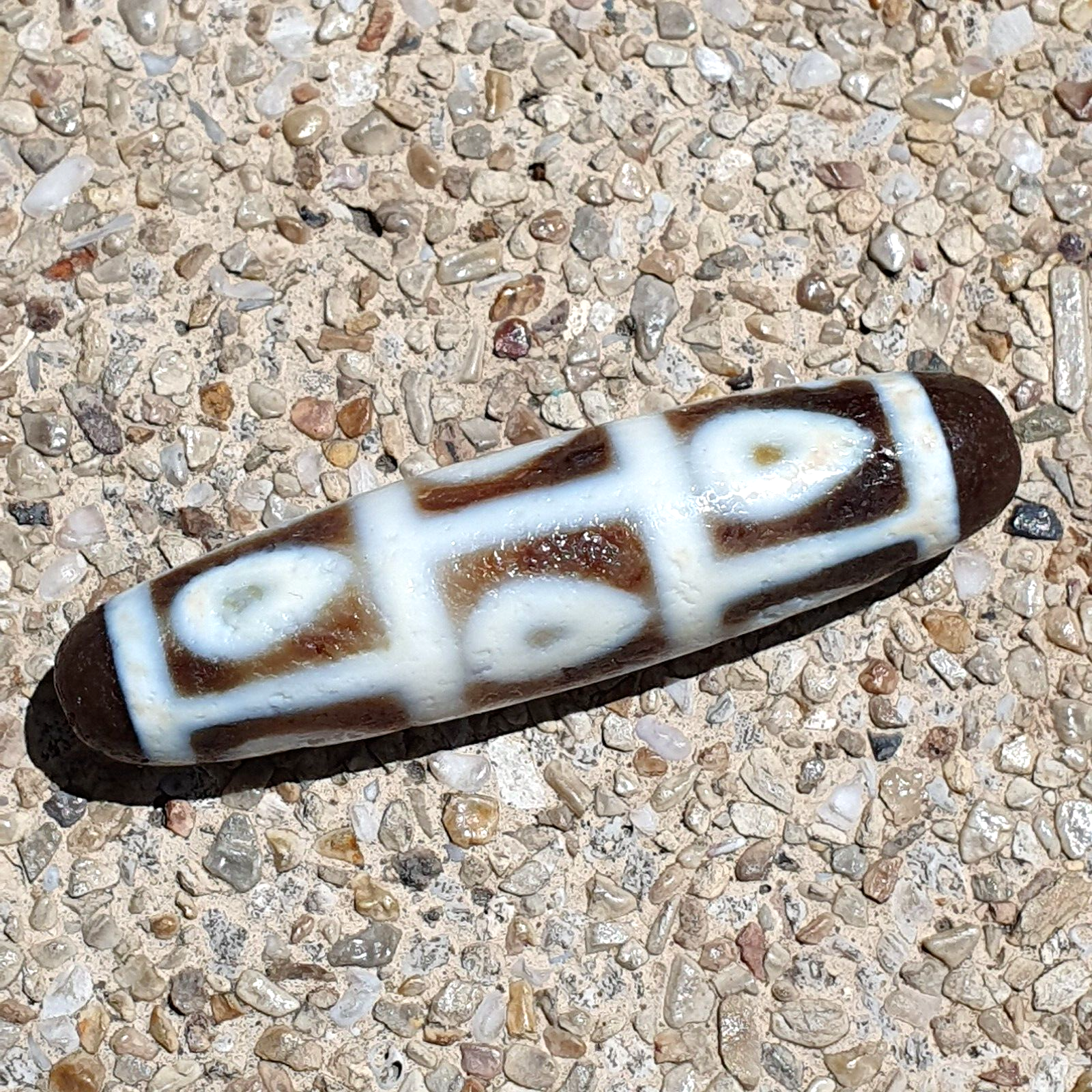 Himalayan Tibetan Agate Dzi Falling 9 Eye pattern Spiritual Amulet Mala Bead