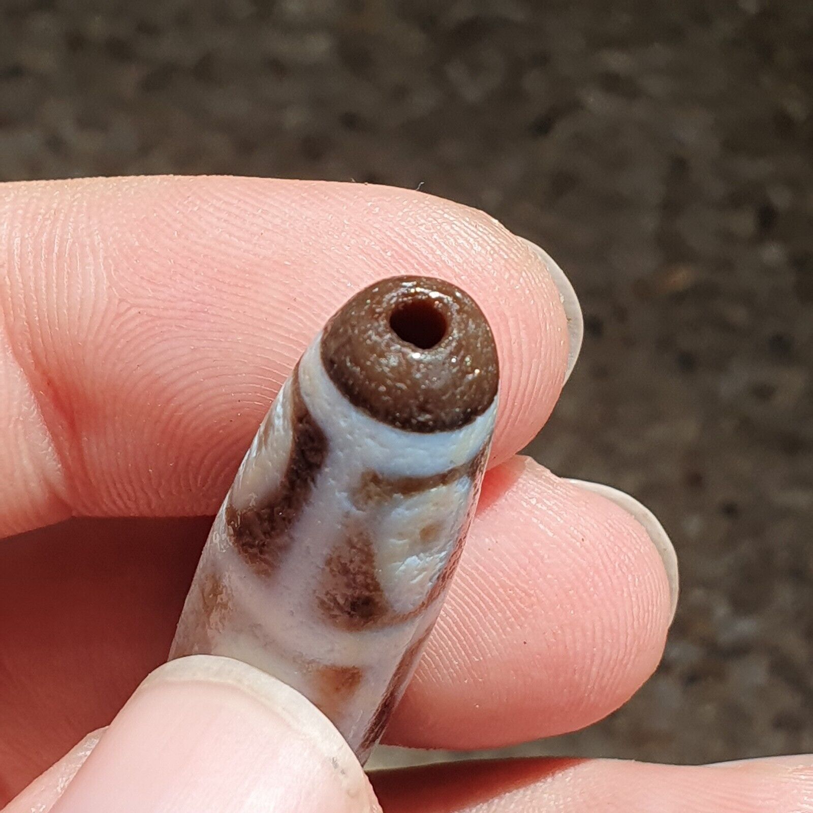 Himalayan Tibetan Agate Dzi Falling 9 Eye pattern Spiritual Amulet Mala Bead