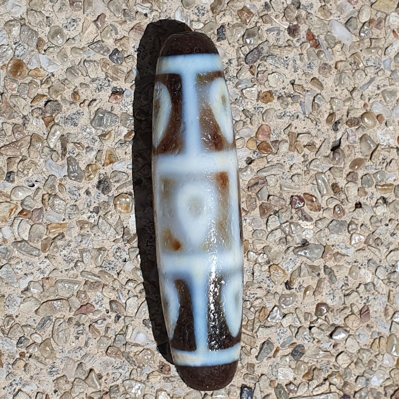 Himalayan Tibetan Agate Dzi Falling 9 Eye pattern Spiritual Amulet Mala Bead