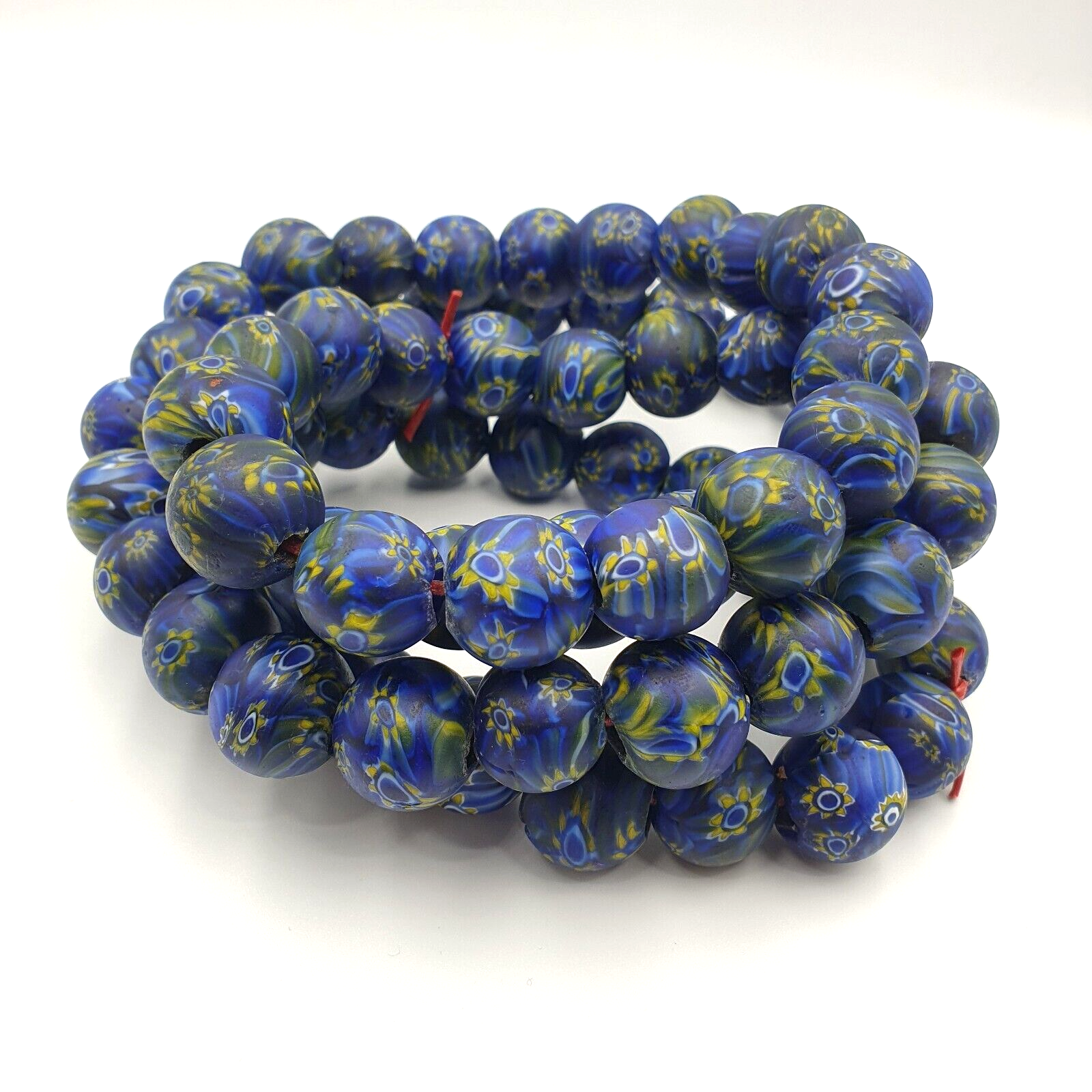 Vintage GLASS Traded glass Beads / Beaded long Necklace 16-18mm