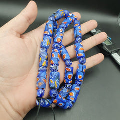 Vintage Antique African Blue Gabri Style Eyes Beads 24 Inch Long Strand