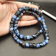 East Oasis Vintage Black and Blue Disc Roundel Glass Bead Strand Necklace 11mm