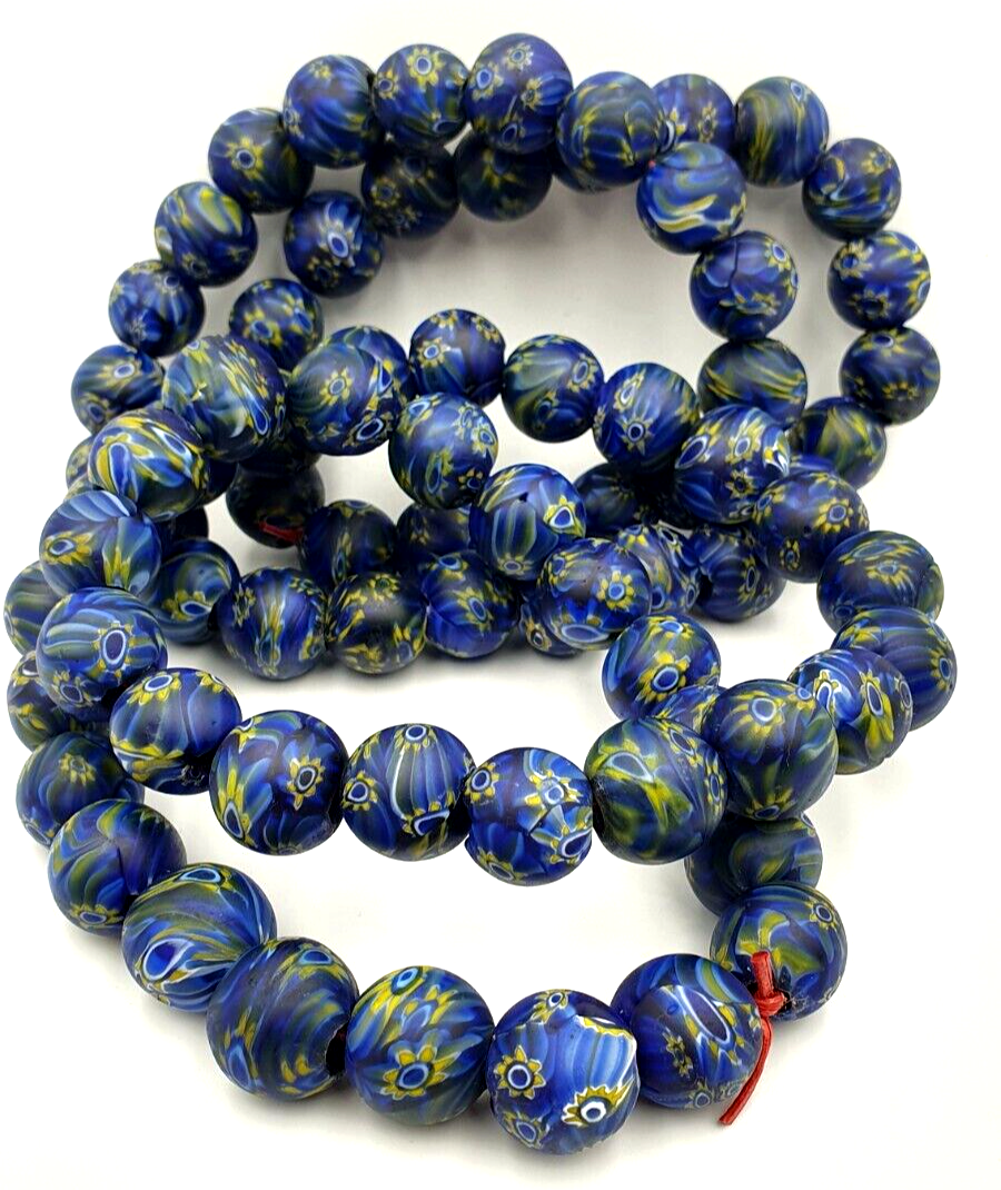 Vintage GLASS Traded glass Beads / Beaded long Necklace 16-18mm