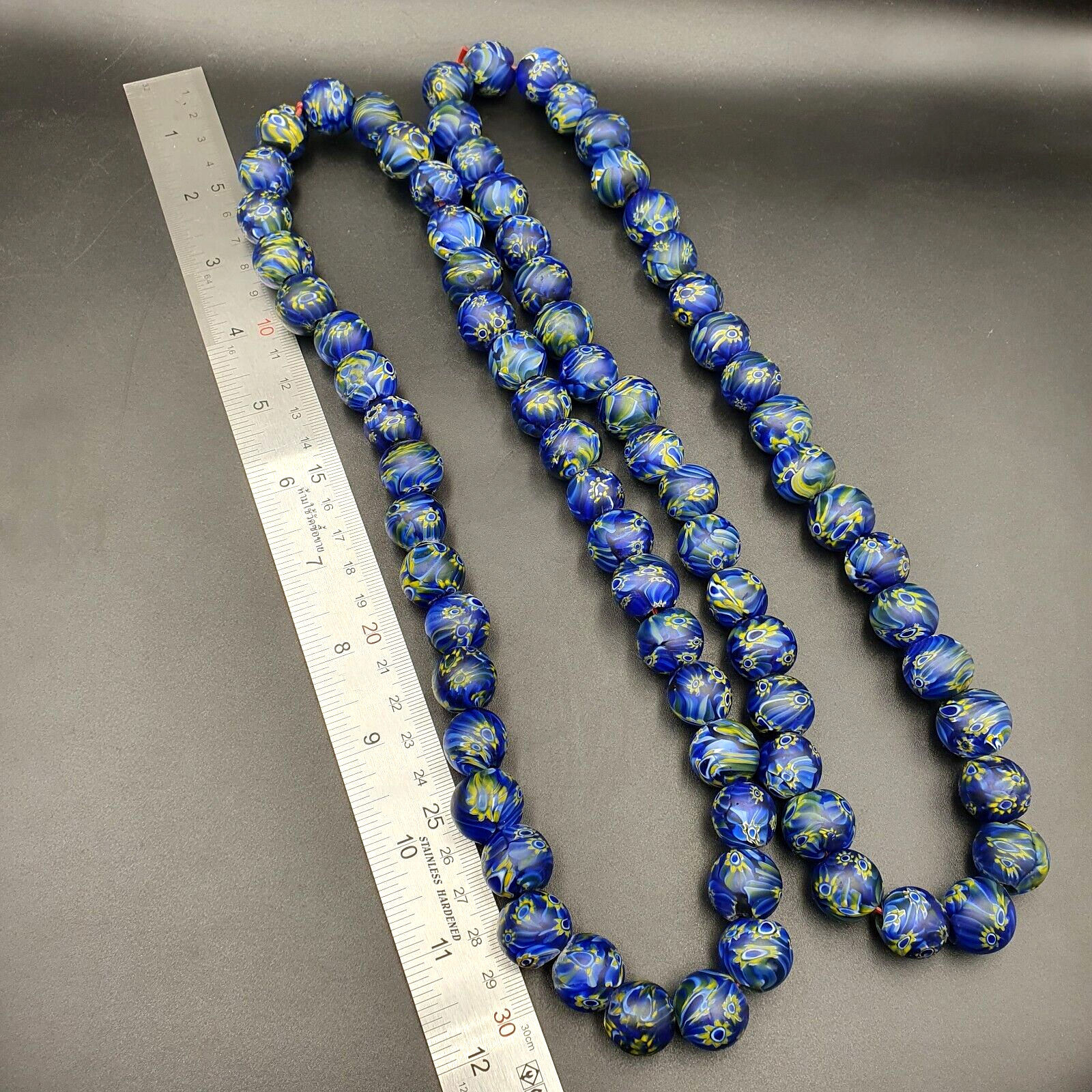 Vintage GLASS Traded glass Beads / Beaded long Necklace 16-18mm