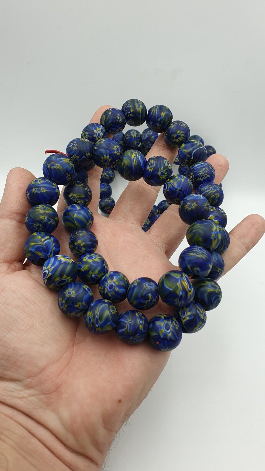 Vintage GLASS Traded glass Beads / Beaded long Necklace 16-18mm