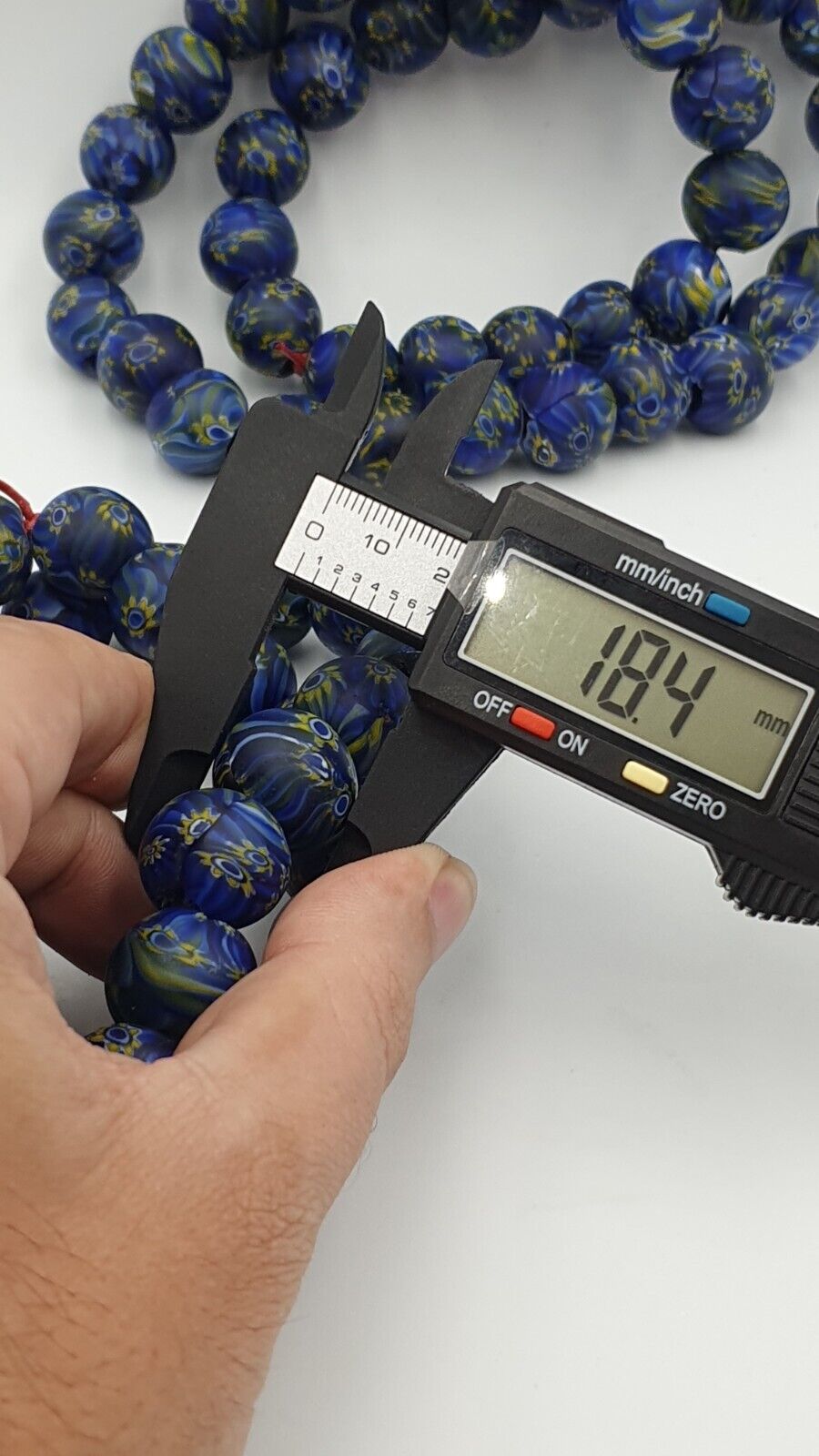 Vintage GLASS Traded glass Beads / Beaded long Necklace 16-18mm