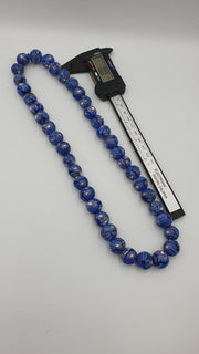 East Oasis Vintage Floral Blue Glass Bead Long Strand Necklace 15-16mm Gabri Style