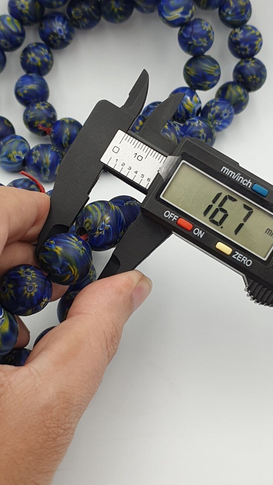 Vintage GLASS Traded glass Beads / Beaded long Necklace 16-18mm