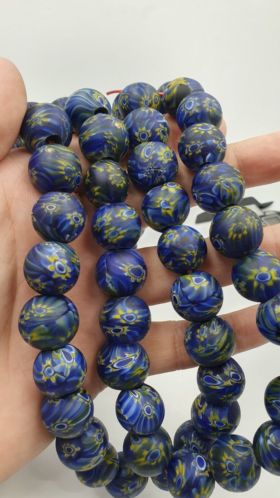 Vintage GLASS Traded glass Beads / Beaded long Necklace 16-18mm