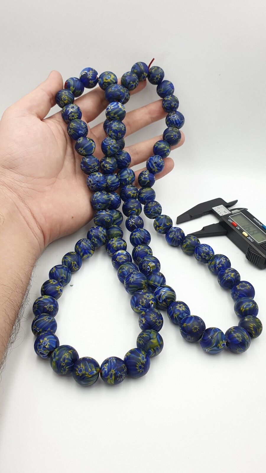Vintage GLASS Traded glass Beads / Beaded long Necklace 16-18mm
