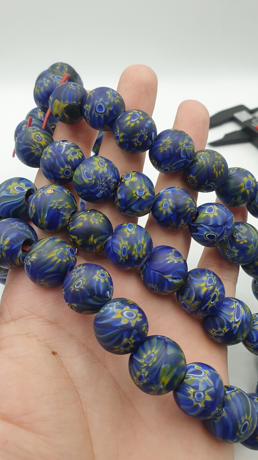 Vintage GLASS Traded glass Beads / Beaded long Necklace 16-18mm