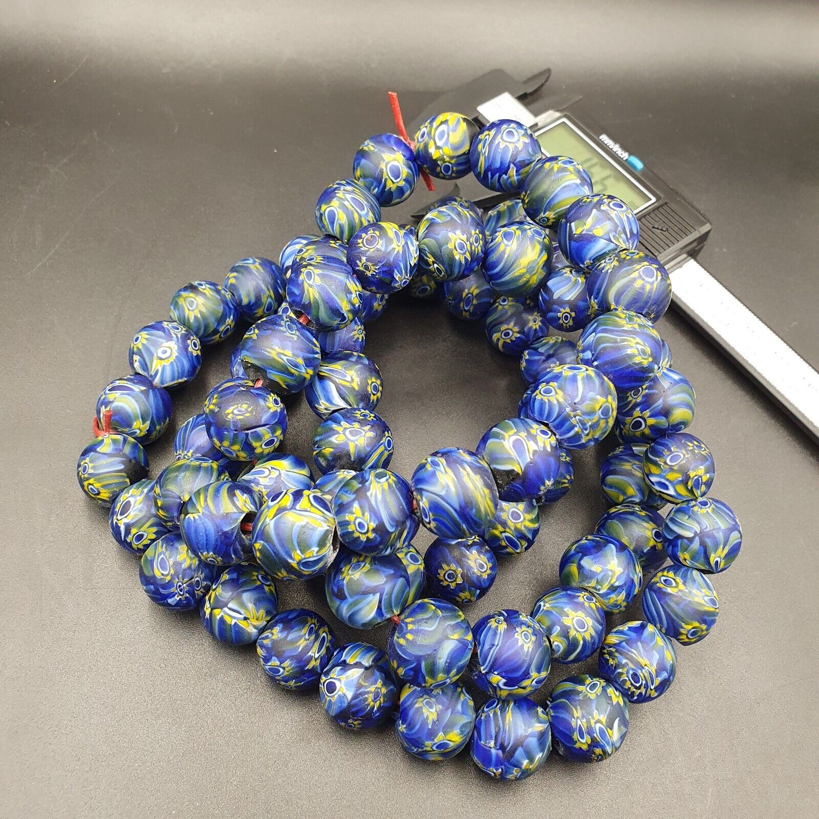 Vintage GLASS Traded glass Beads / Beaded long Necklace 16-18mm