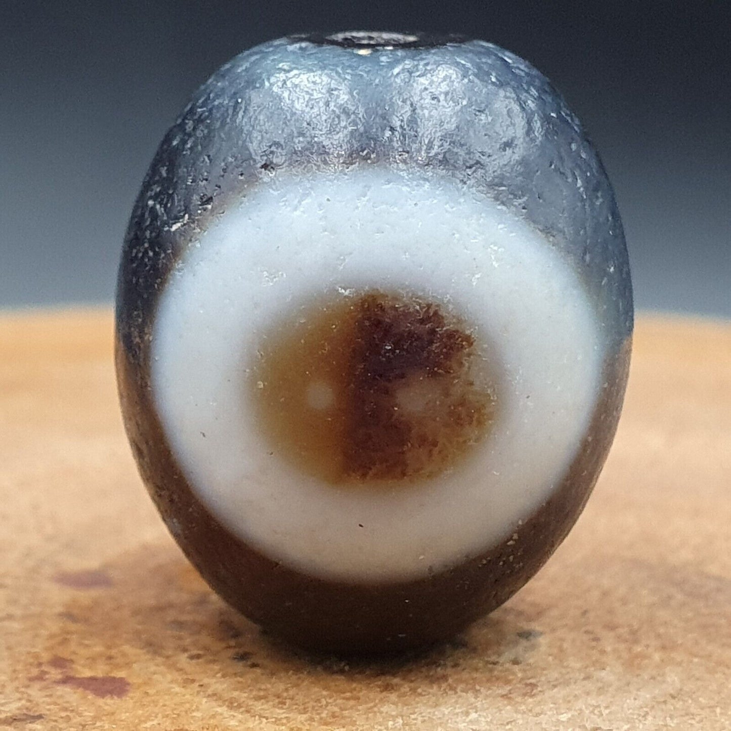 舊古董喜馬拉雅西藏龍 2 眼天珠護身符珠 #23