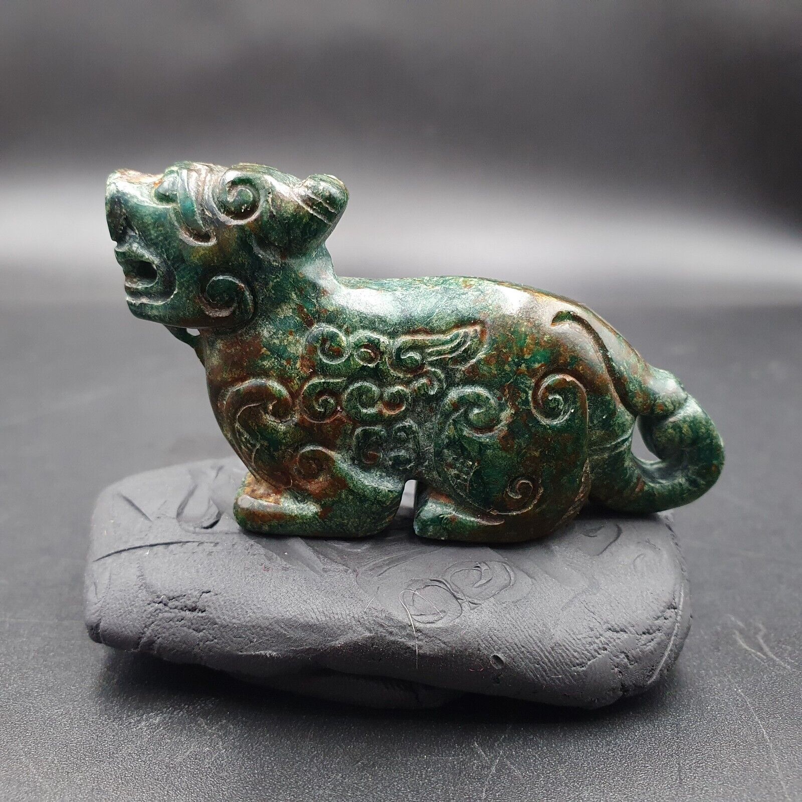 Antique Stone Chrysocola Tibet mystic Animal carving stone Pendent Amulet  CR 11